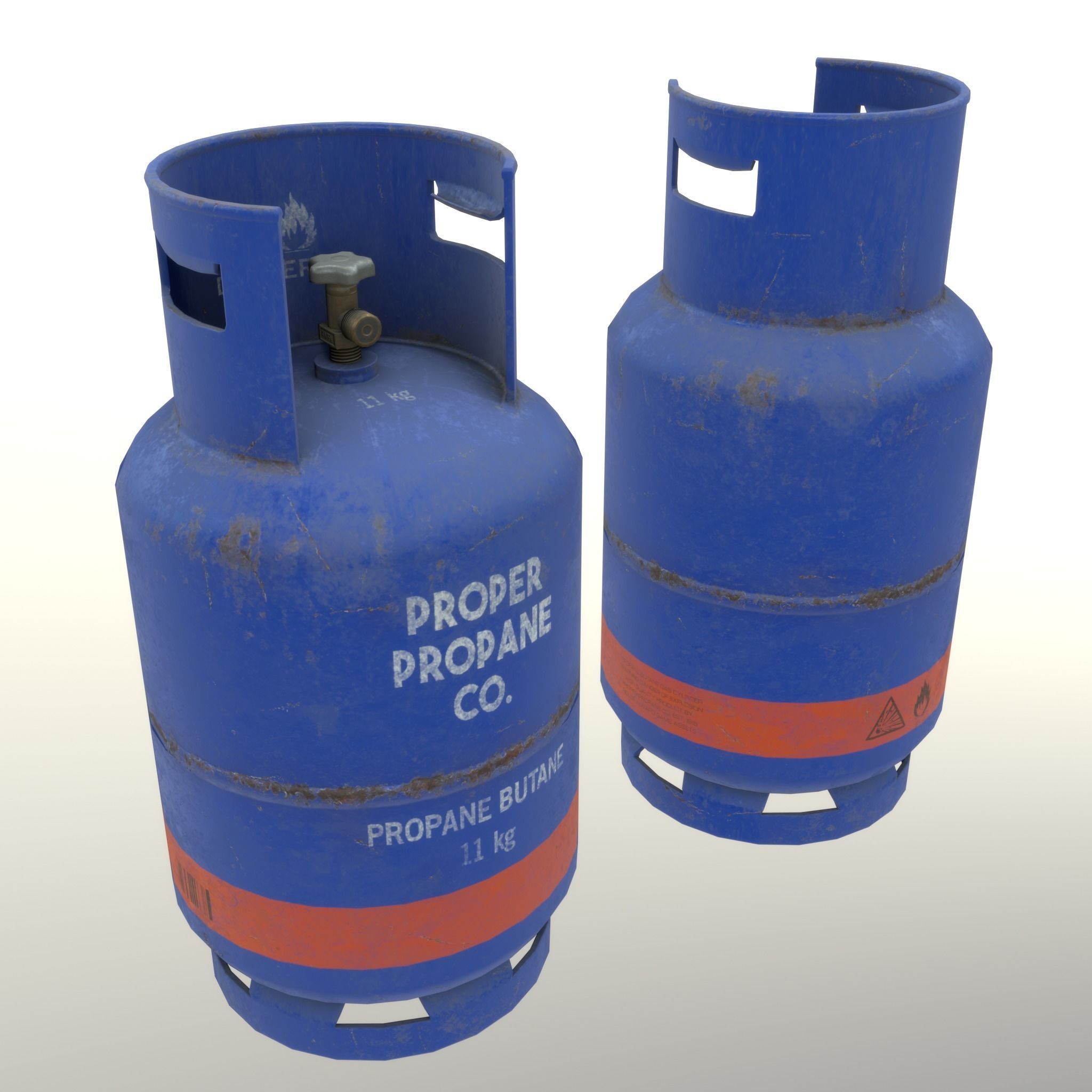 Gas Cylinder 11 kg Blue - Clean and Old Low-poly 3D model_19