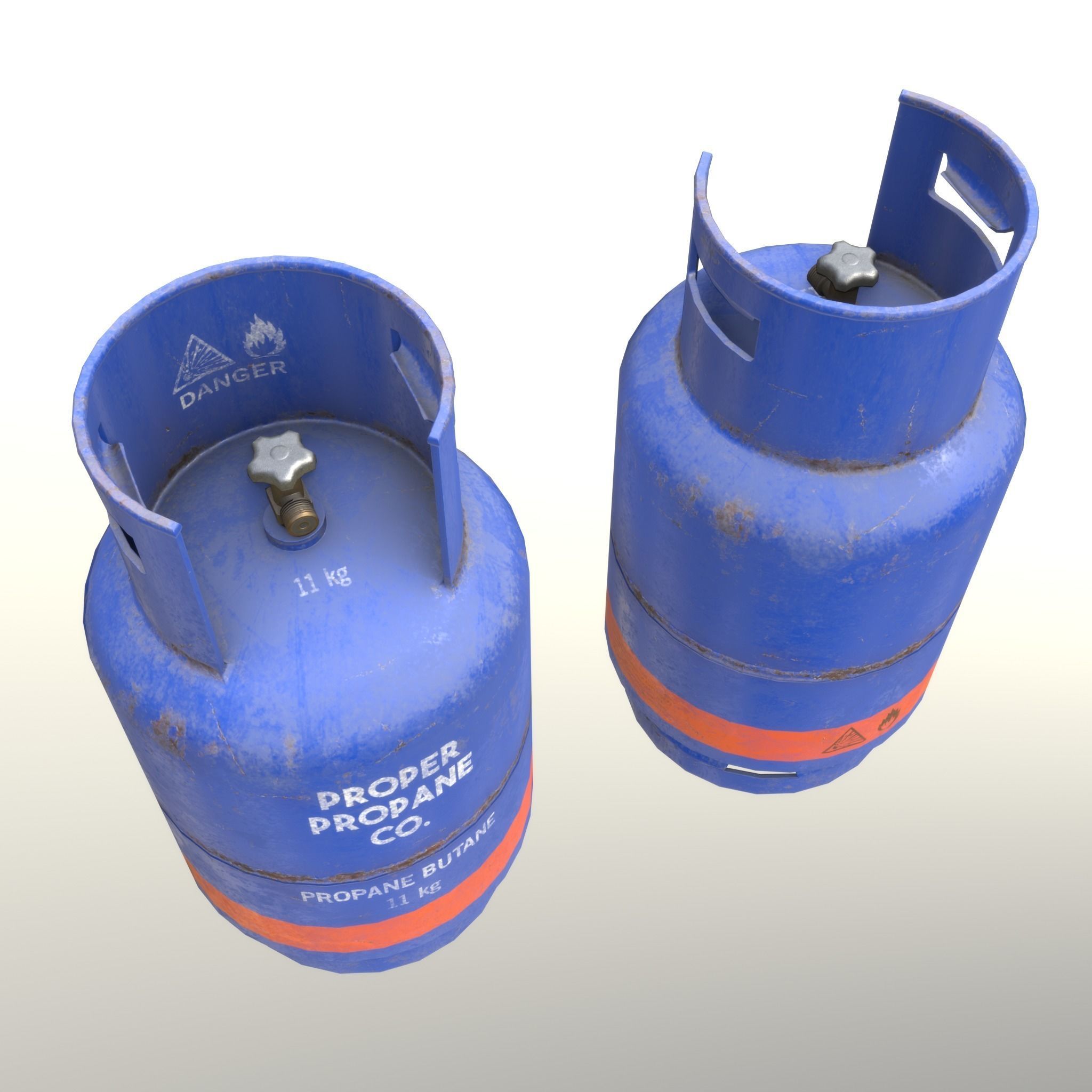 Gas Cylinder 11 kg Blue - Clean and Old Low-poly 3D model_6