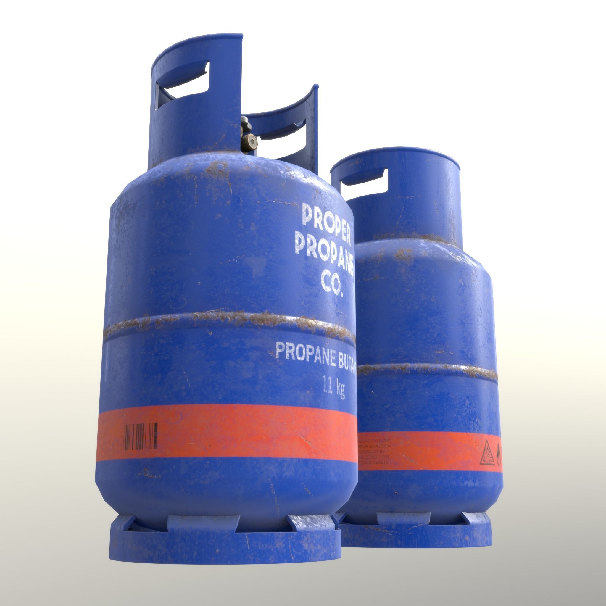 Gas Cylinder 11 kg Blue - Clean and Old Low-poly 3D model_8