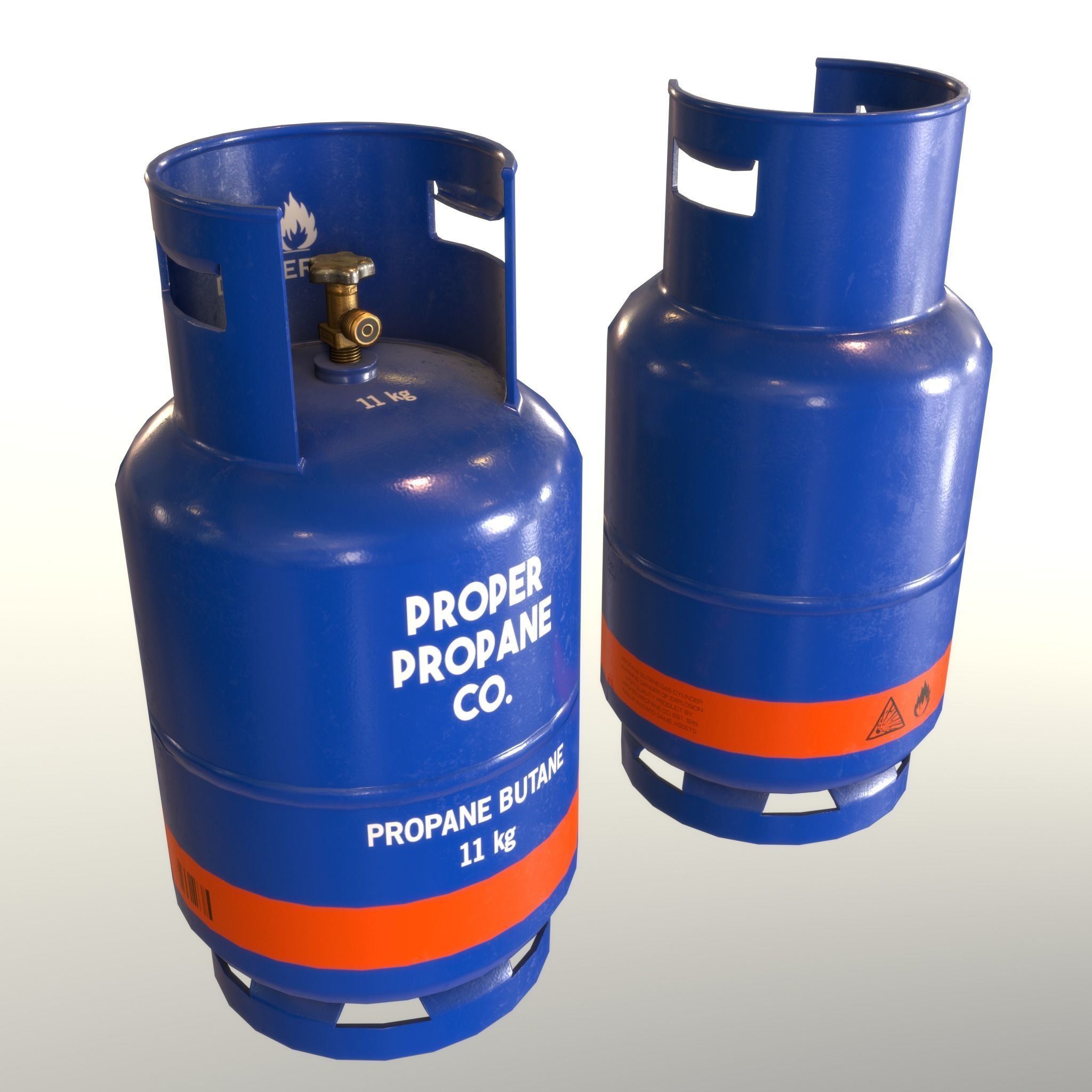 Gas Cylinder 11 kg Blue - Clean and Old Low-poly 3D model_12