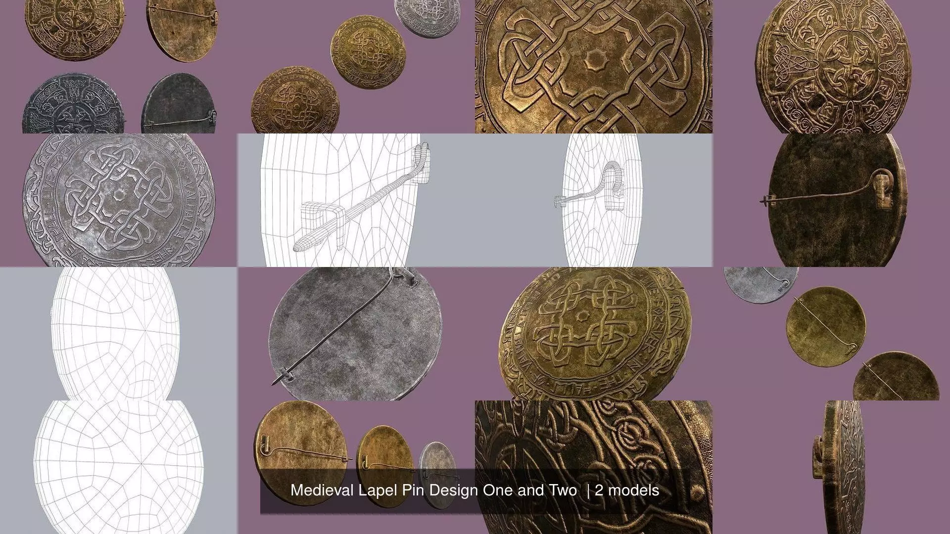 Medieval Lapel Pin Design One and Two 3D Model Collection_3