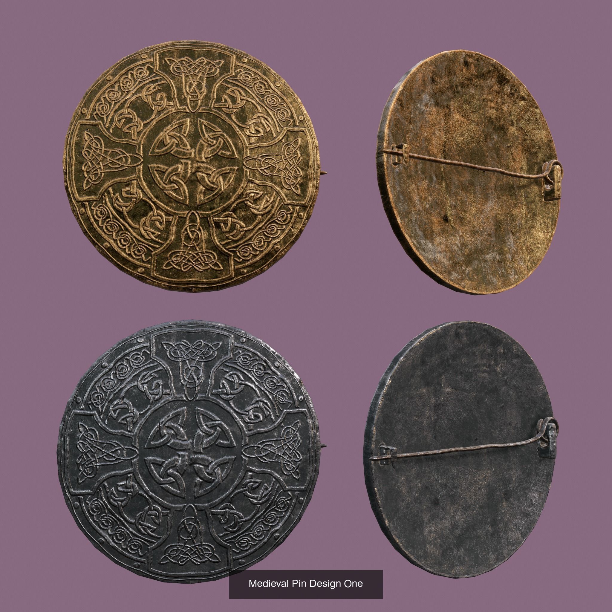 Medieval Lapel Pin Design One and Two 3D Model Collection_4