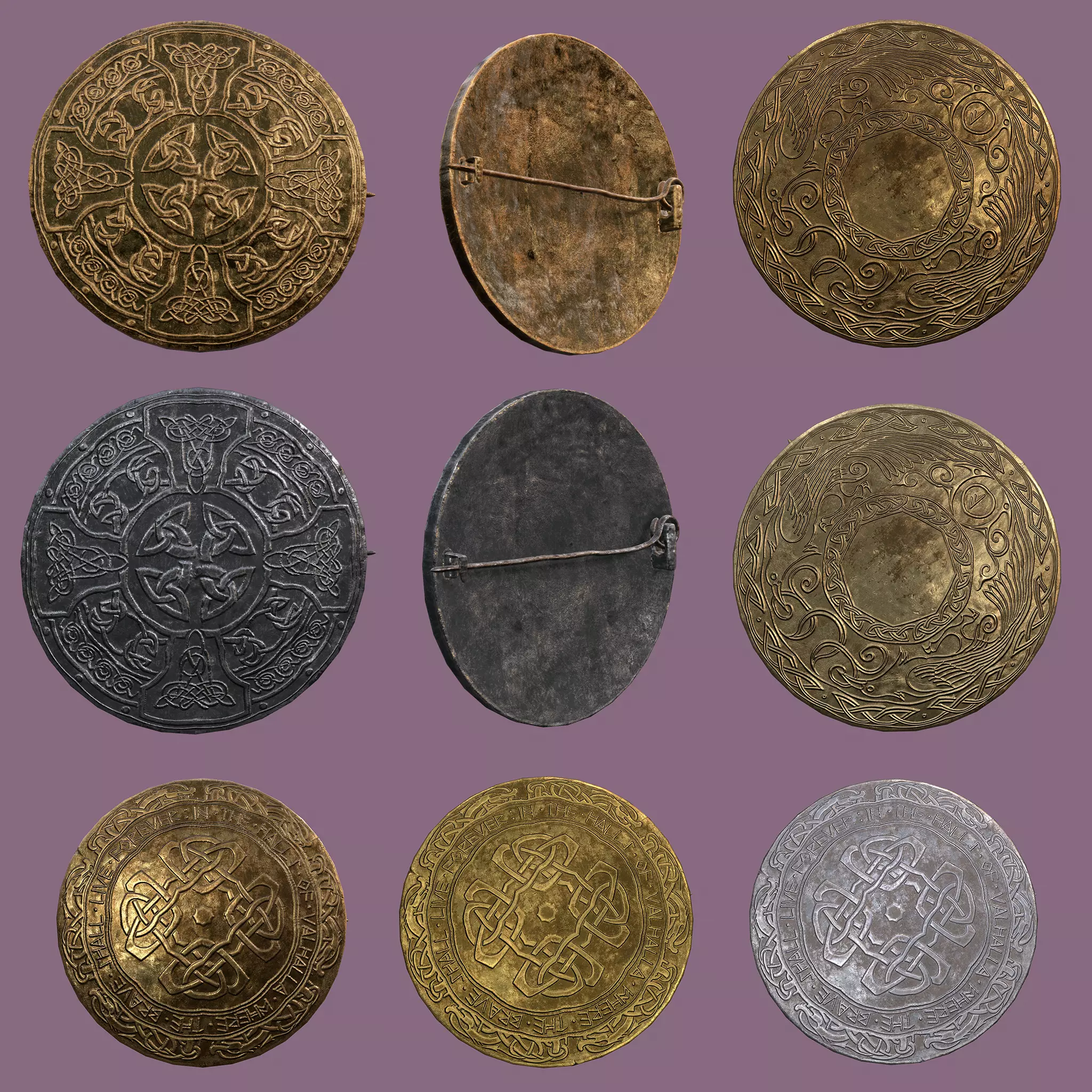 Medieval Lapel Pin Design One Two and Three 3D Model Collection_0