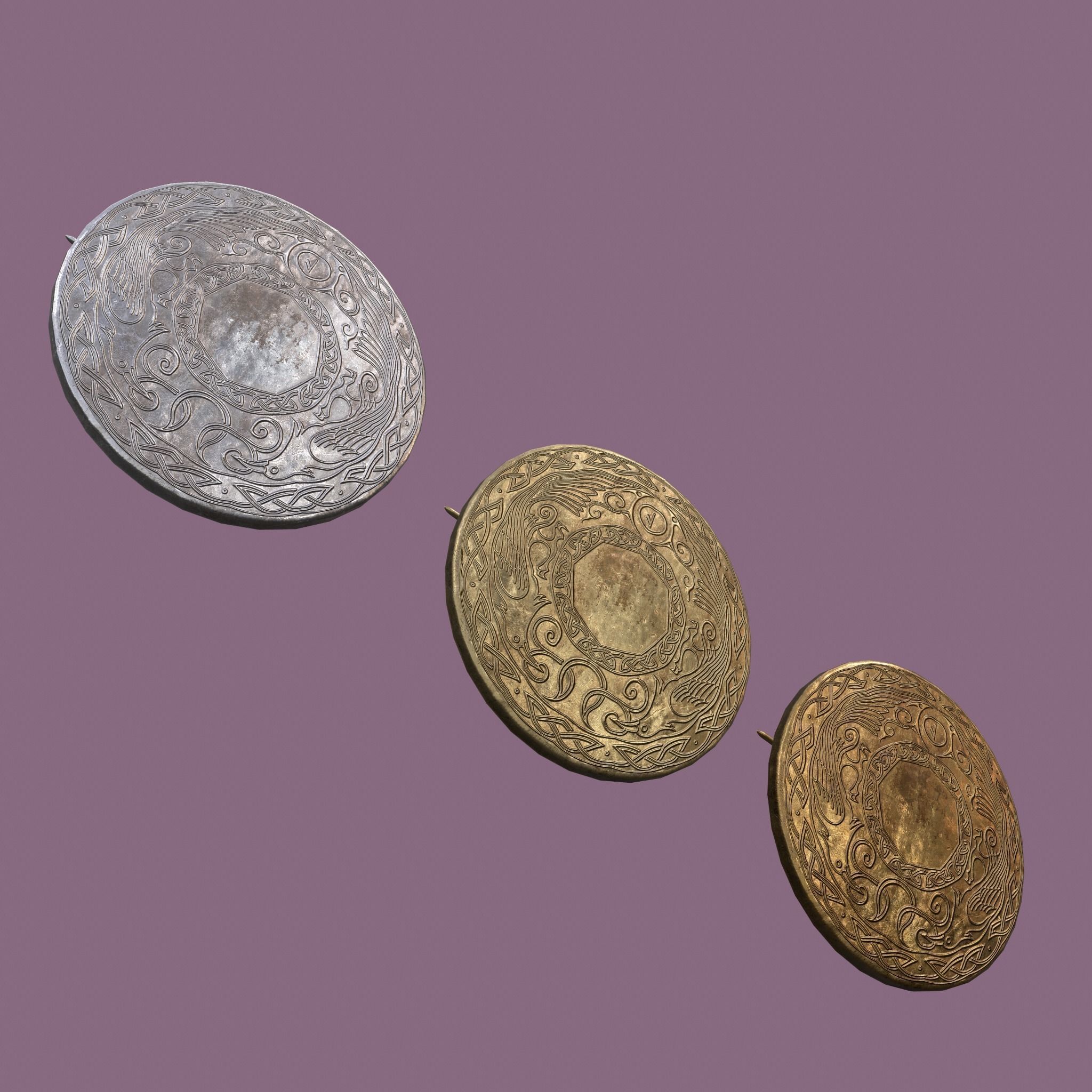 Medieval Lapel Pin Design Two and Three 3D Model Collection_22