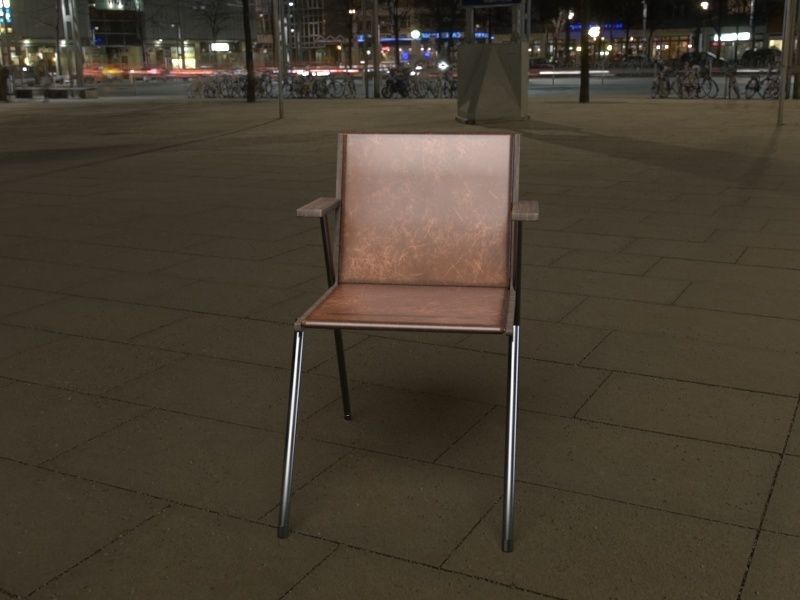 LEATHER CAFE CHAIR  3D model_2