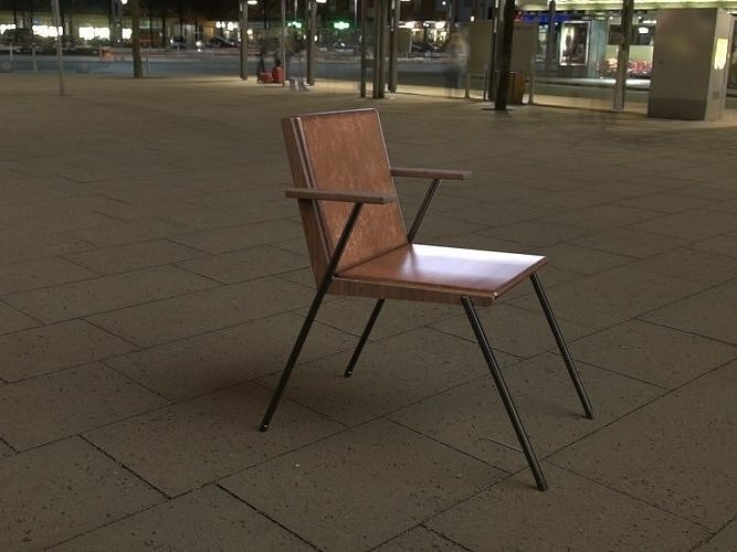 LEATHER CAFE CHAIR  3D model