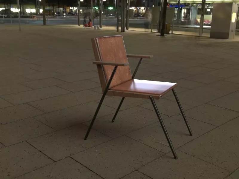 LEATHER CAFE CHAIR  3D model_0