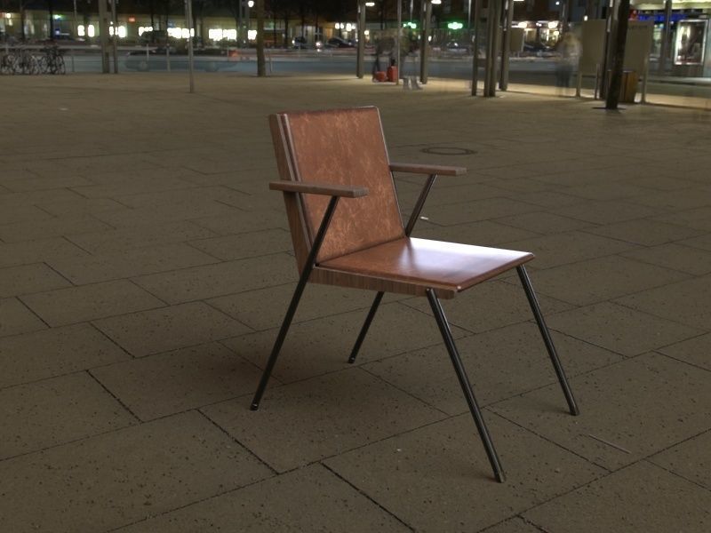 LEATHER CAFE CHAIR  3D model_5