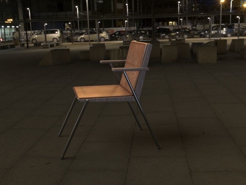 LEATHER CAFE CHAIR  3D model_3