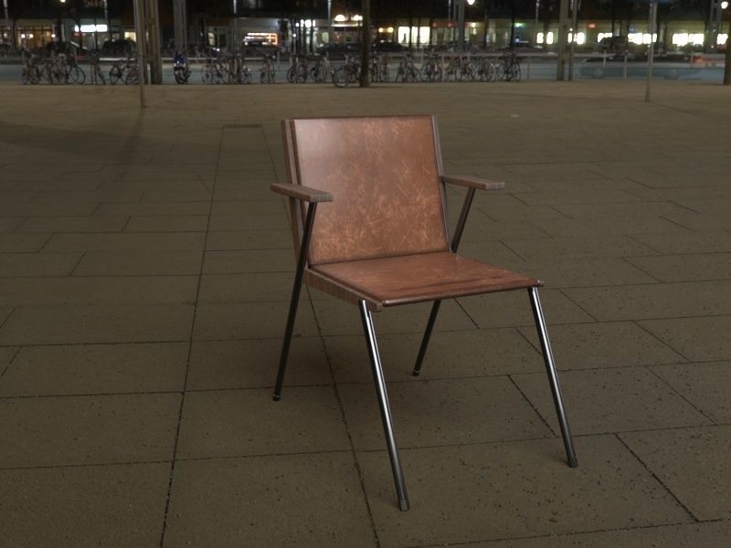 LEATHER CAFE CHAIR  3D model_1