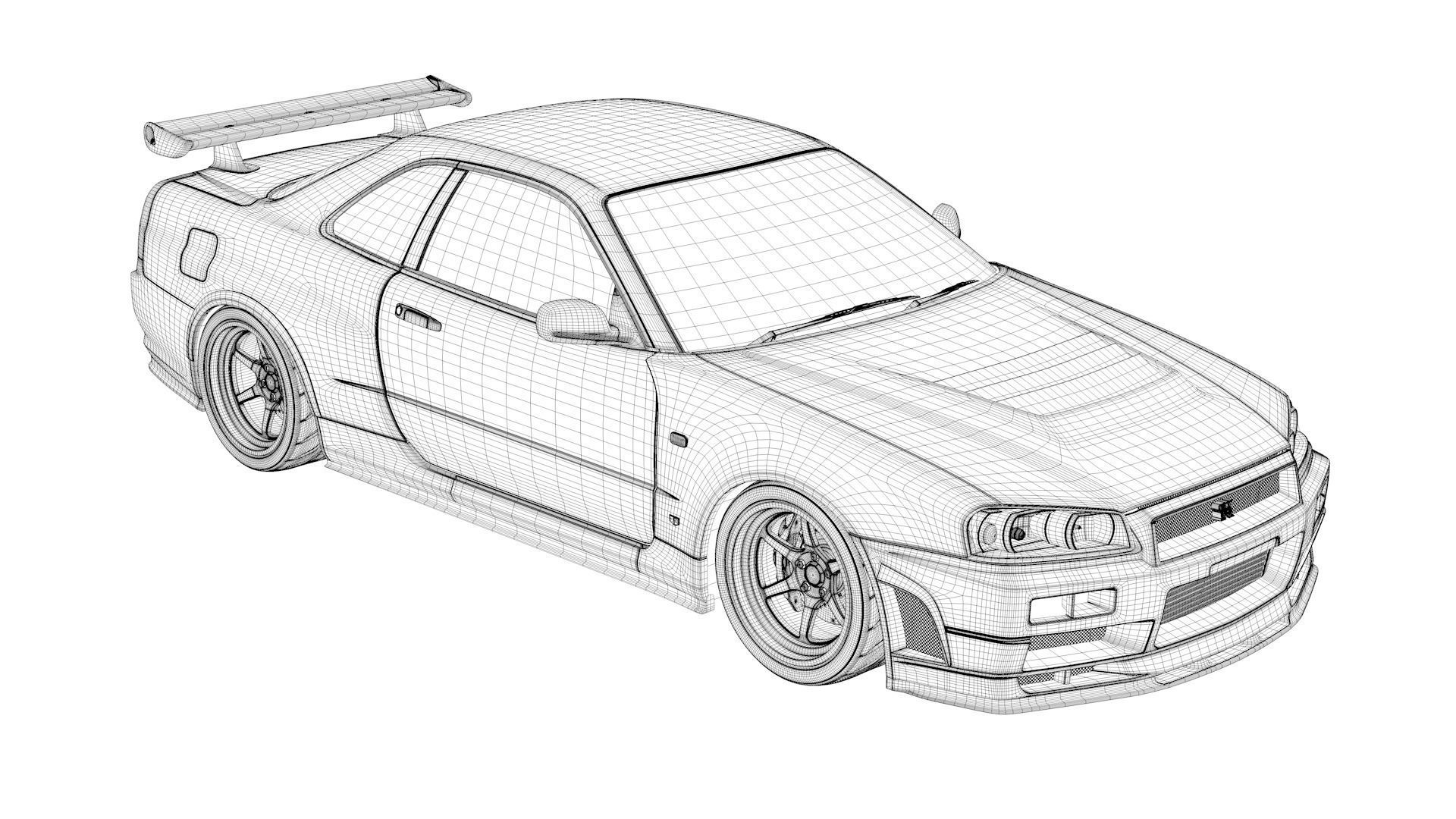 Nissan  Skyline GT-R R34   V-Spec 2 Nur 3D model_13