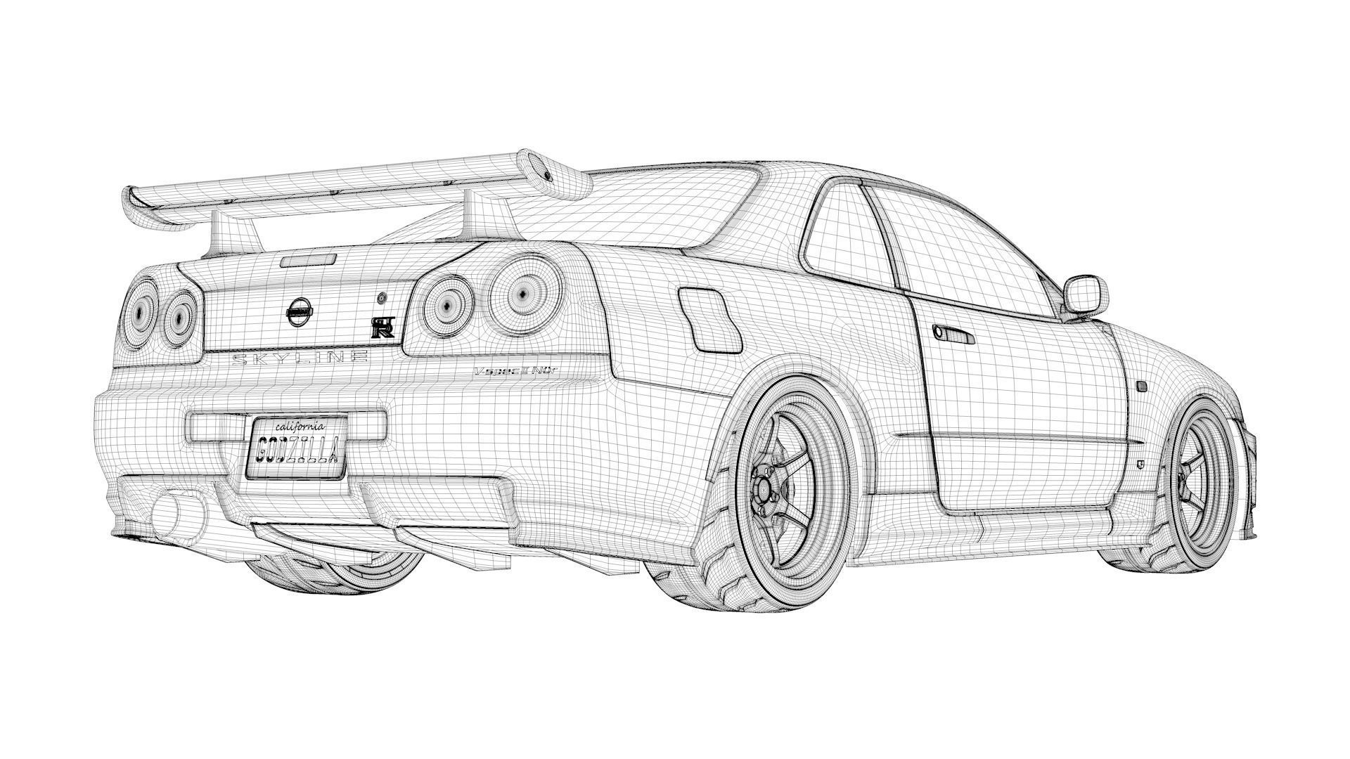 Nissan  Skyline GT-R R34   V-Spec 2 Nur 3D model_15