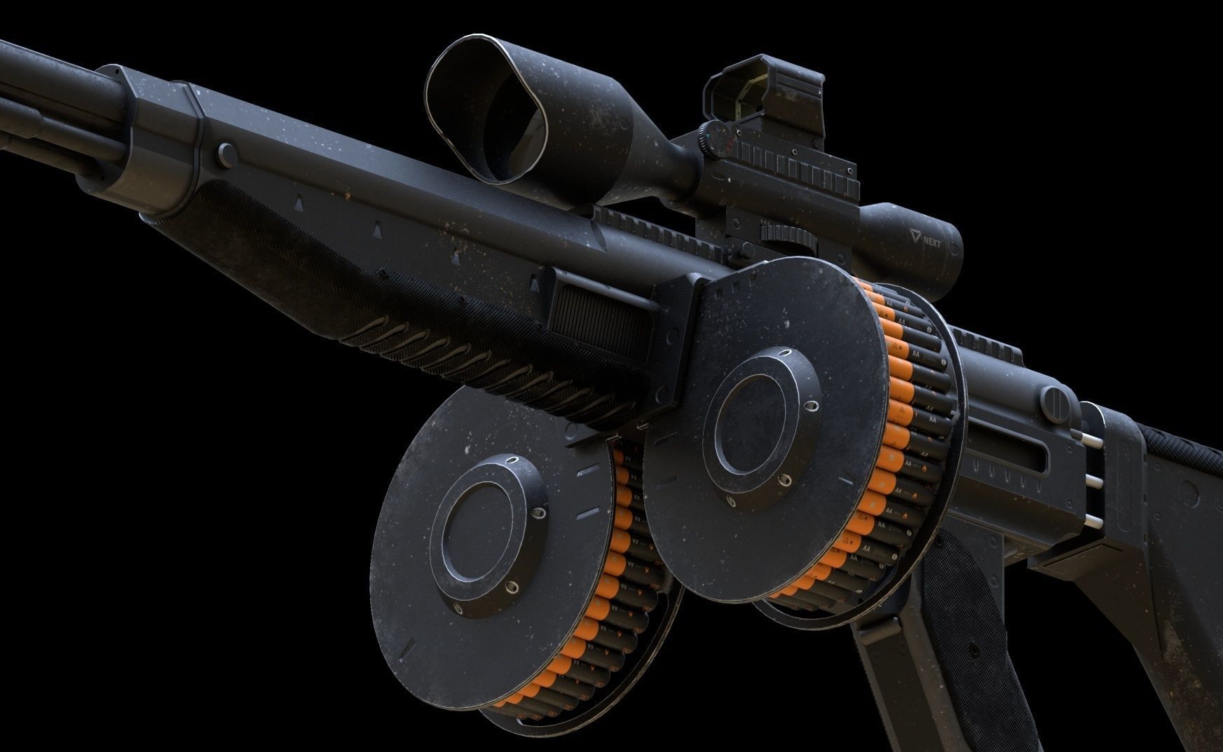 futuristic weapon plasma rifle AA standard Low-poly 3D model_3