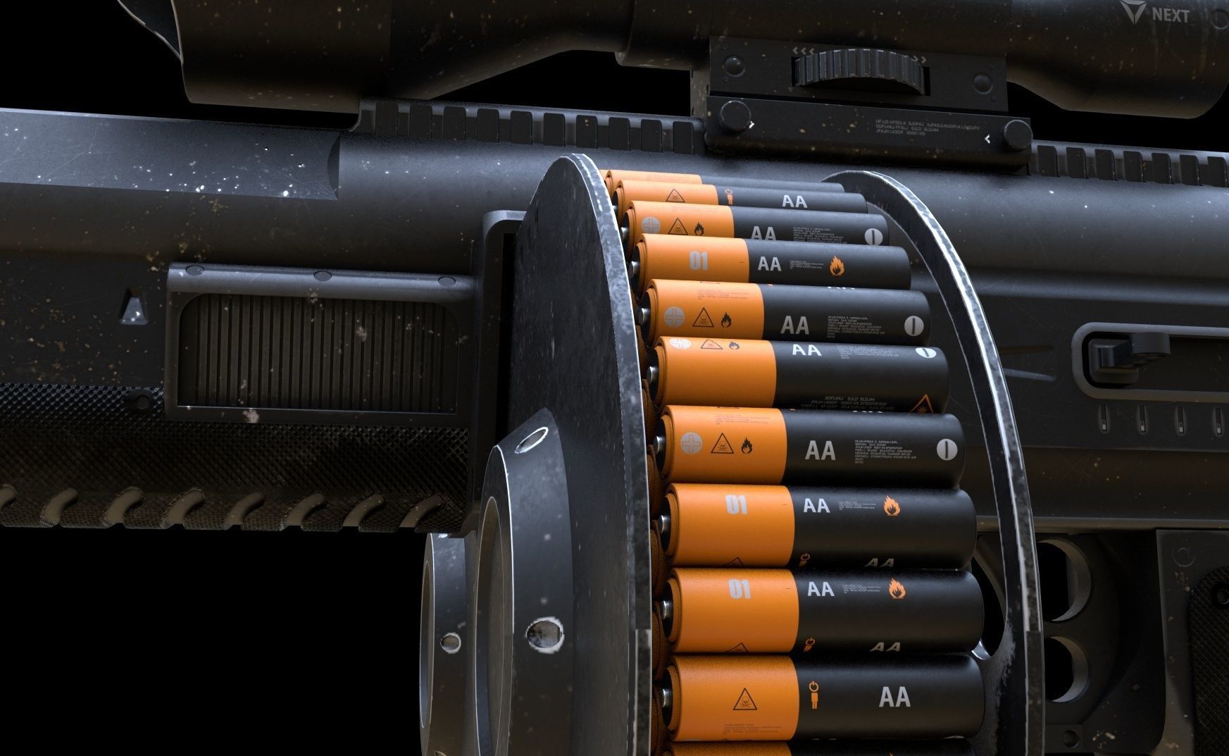 futuristic weapon plasma rifle AA standard Low-poly 3D model_4