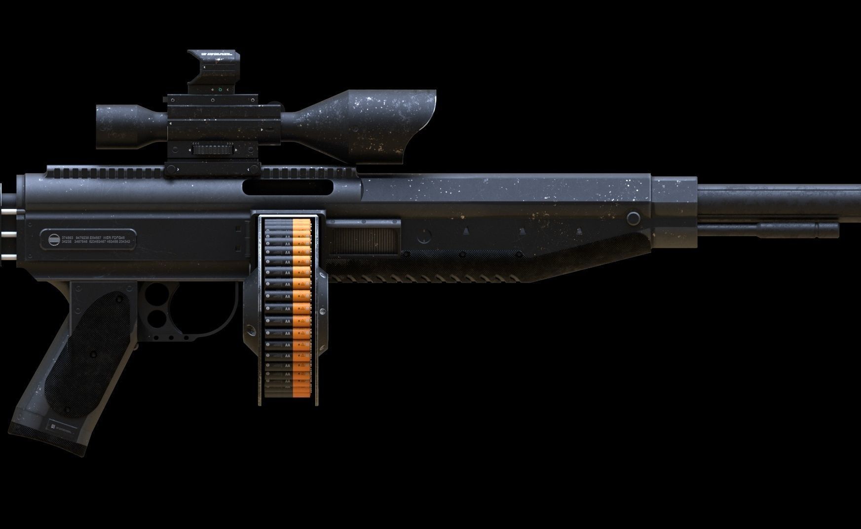 futuristic weapon plasma rifle AA standard Low-poly 3D model_8