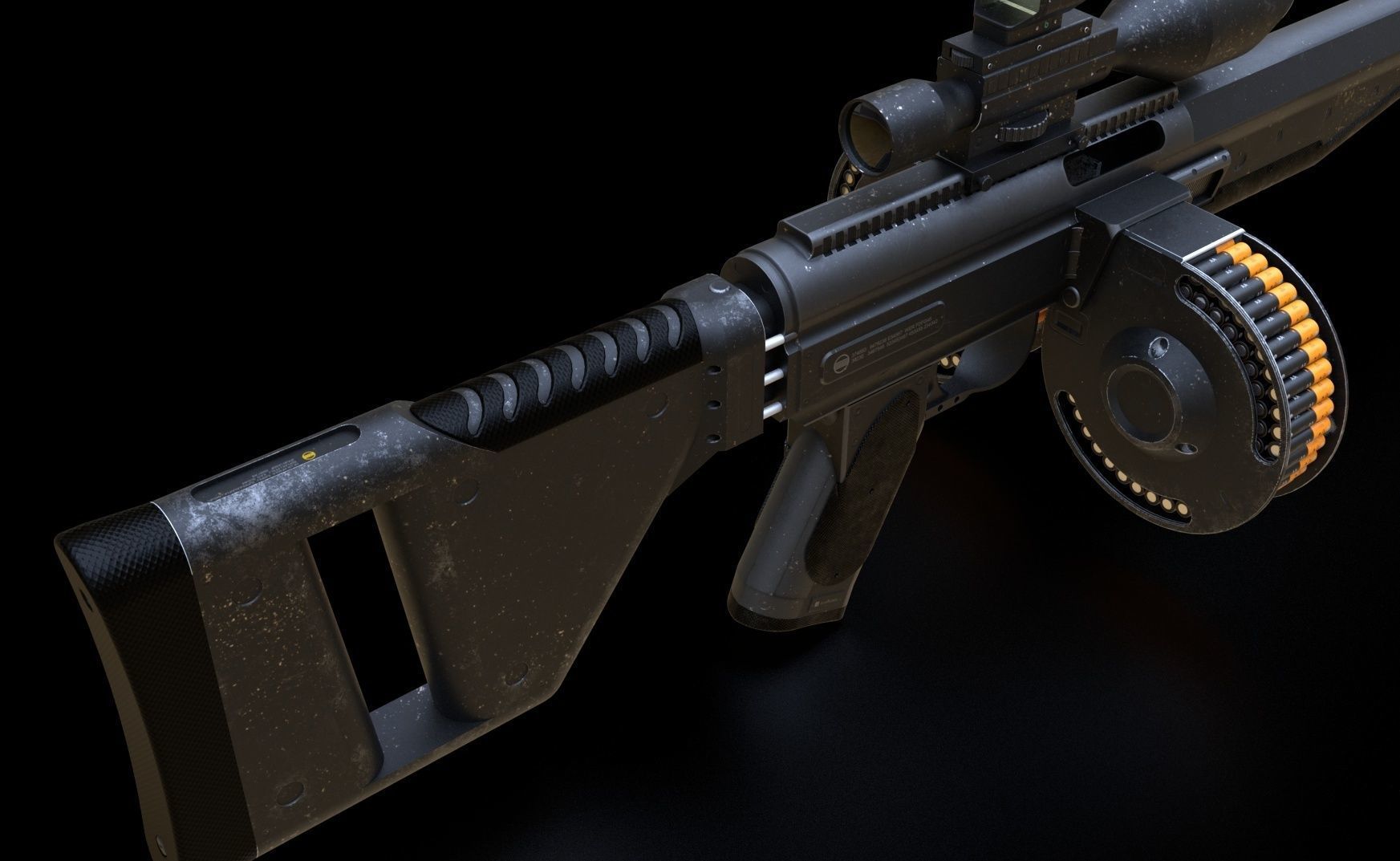 futuristic weapon plasma rifle AA standard Low-poly 3D model_15