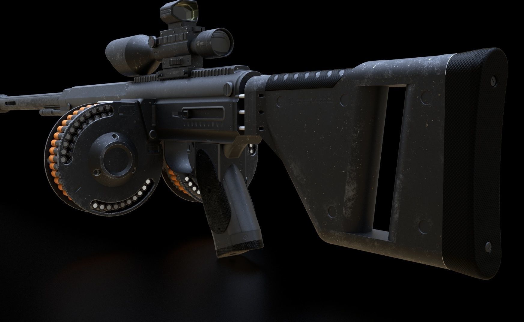 futuristic weapon plasma rifle AA standard Low-poly 3D model_9