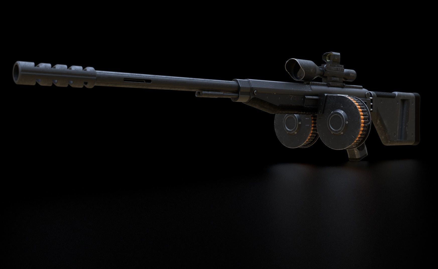 futuristic weapon plasma rifle AA standard Low-poly 3D model_13