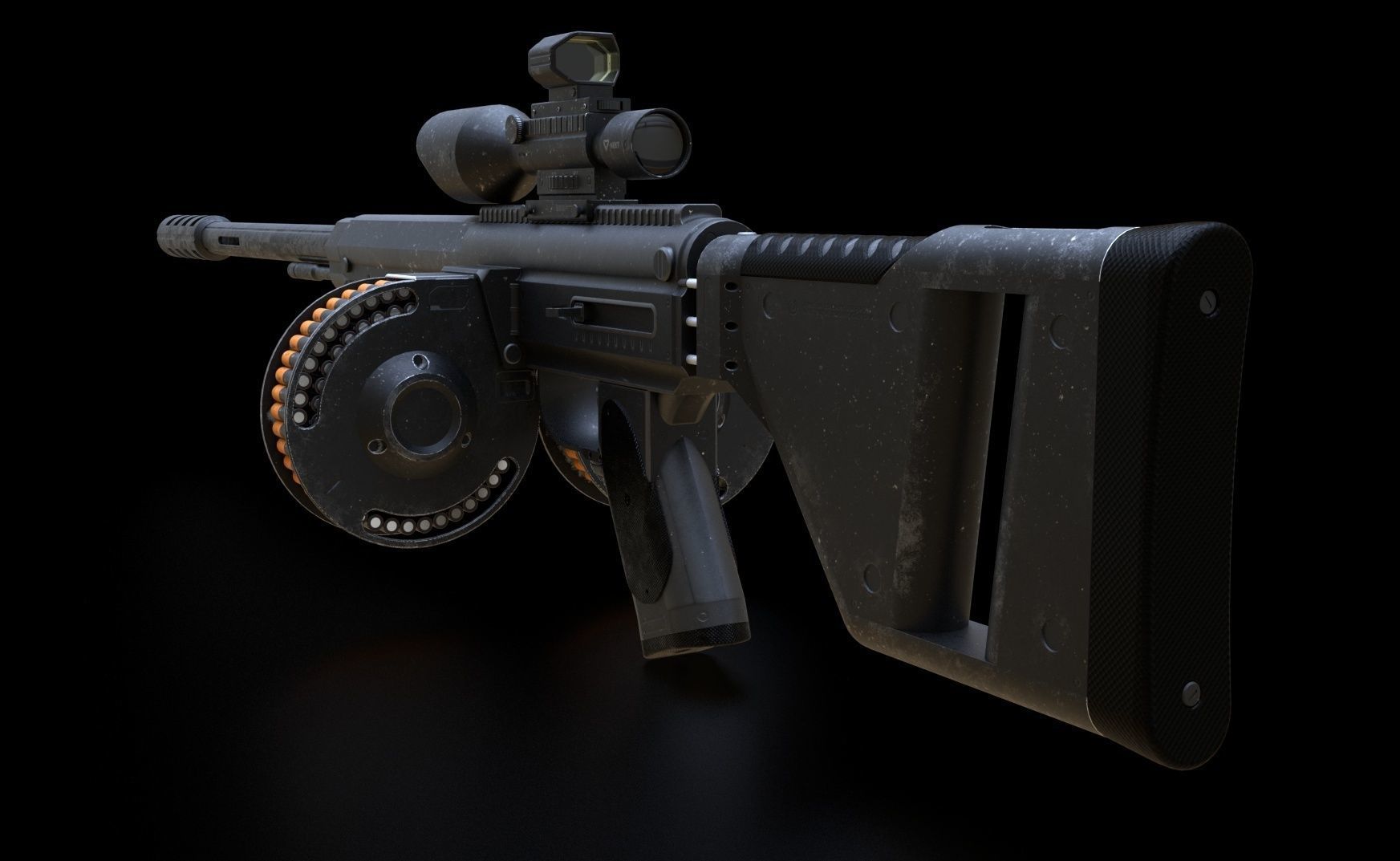 futuristic weapon plasma rifle AA standard Low-poly 3D model_2