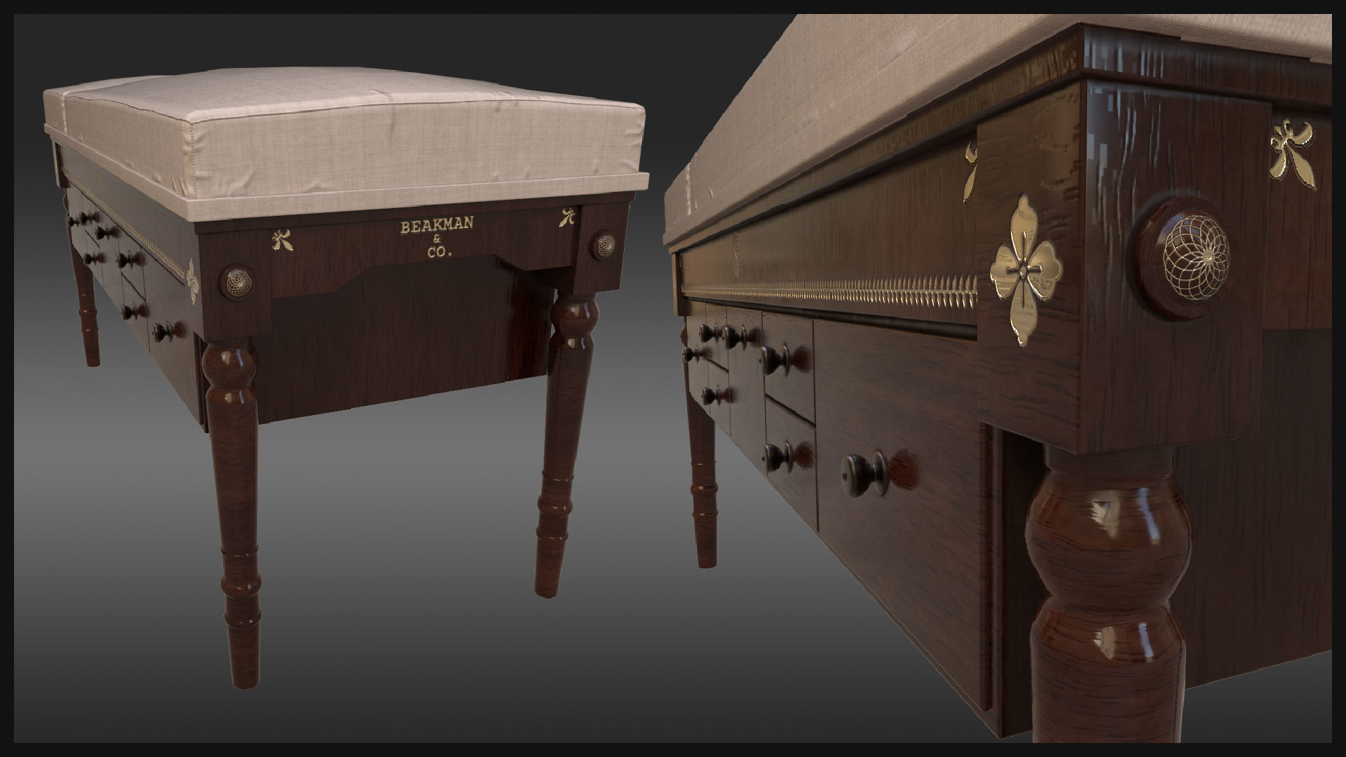 Plague Doctor Examination Table 3D model_2