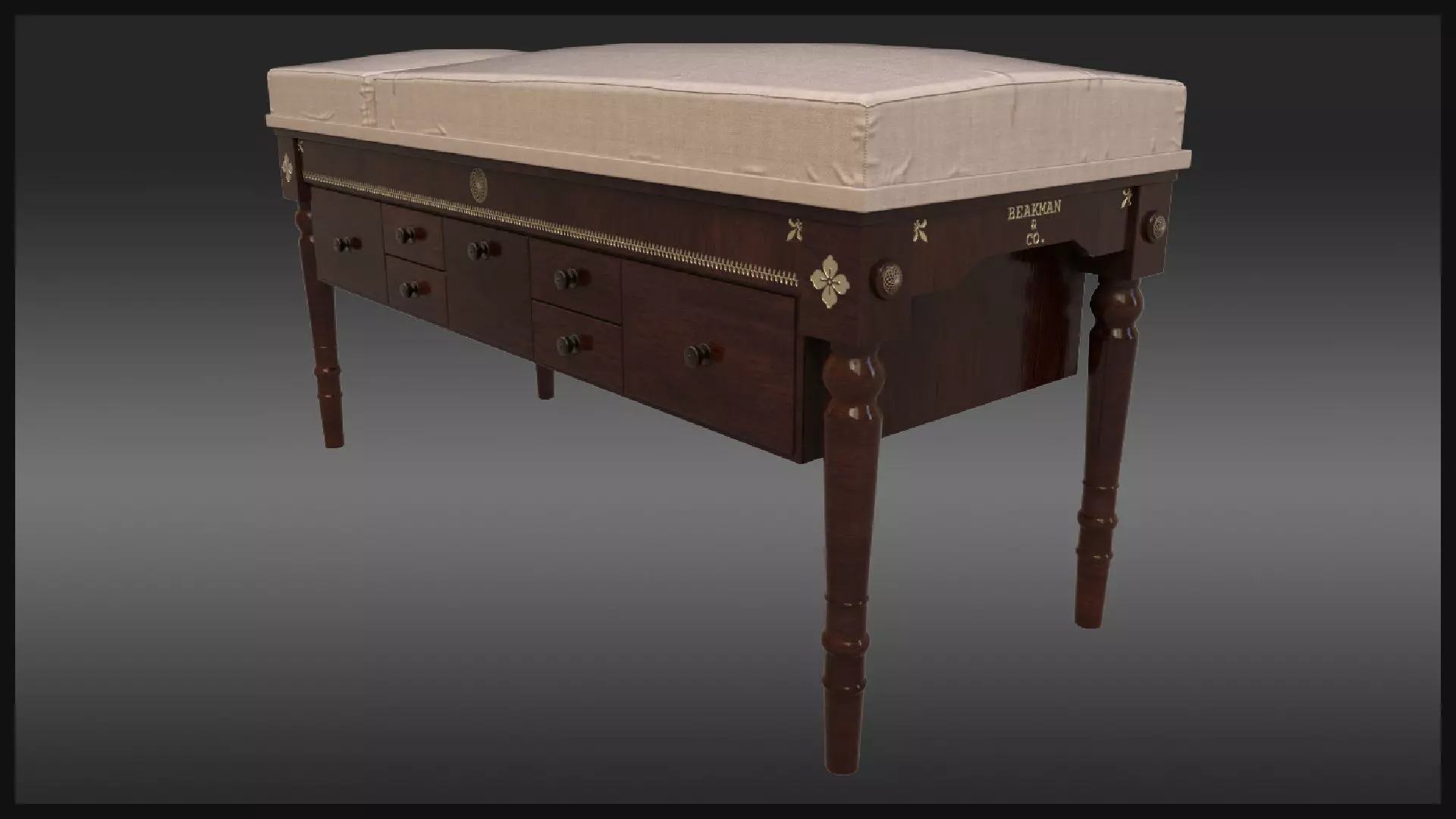 Plague Doctor Examination Table 3D model_0