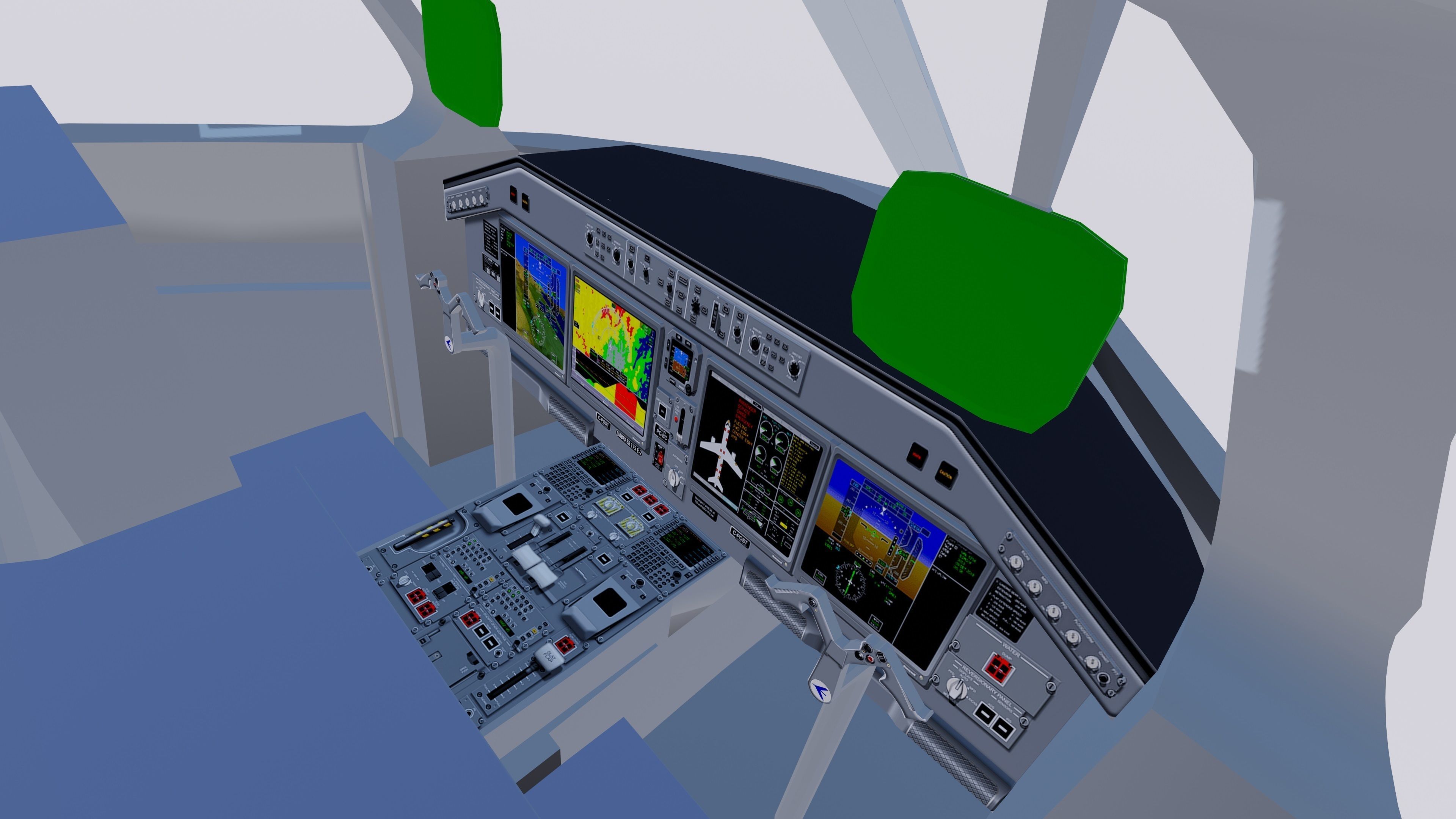 Cockpit Embraer 175 E-2 Low-poly 3D model_2