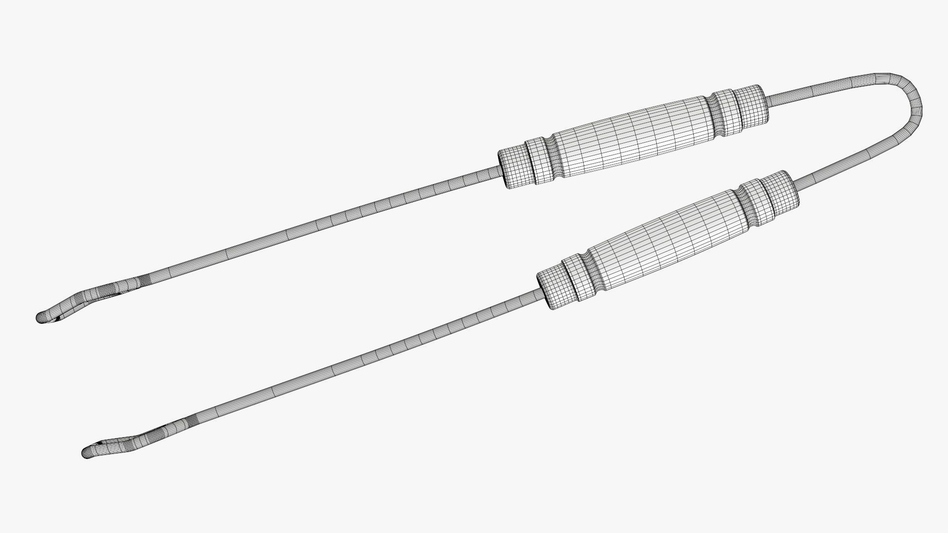 Barbecue grill tongs with wooden handle 3D model_7