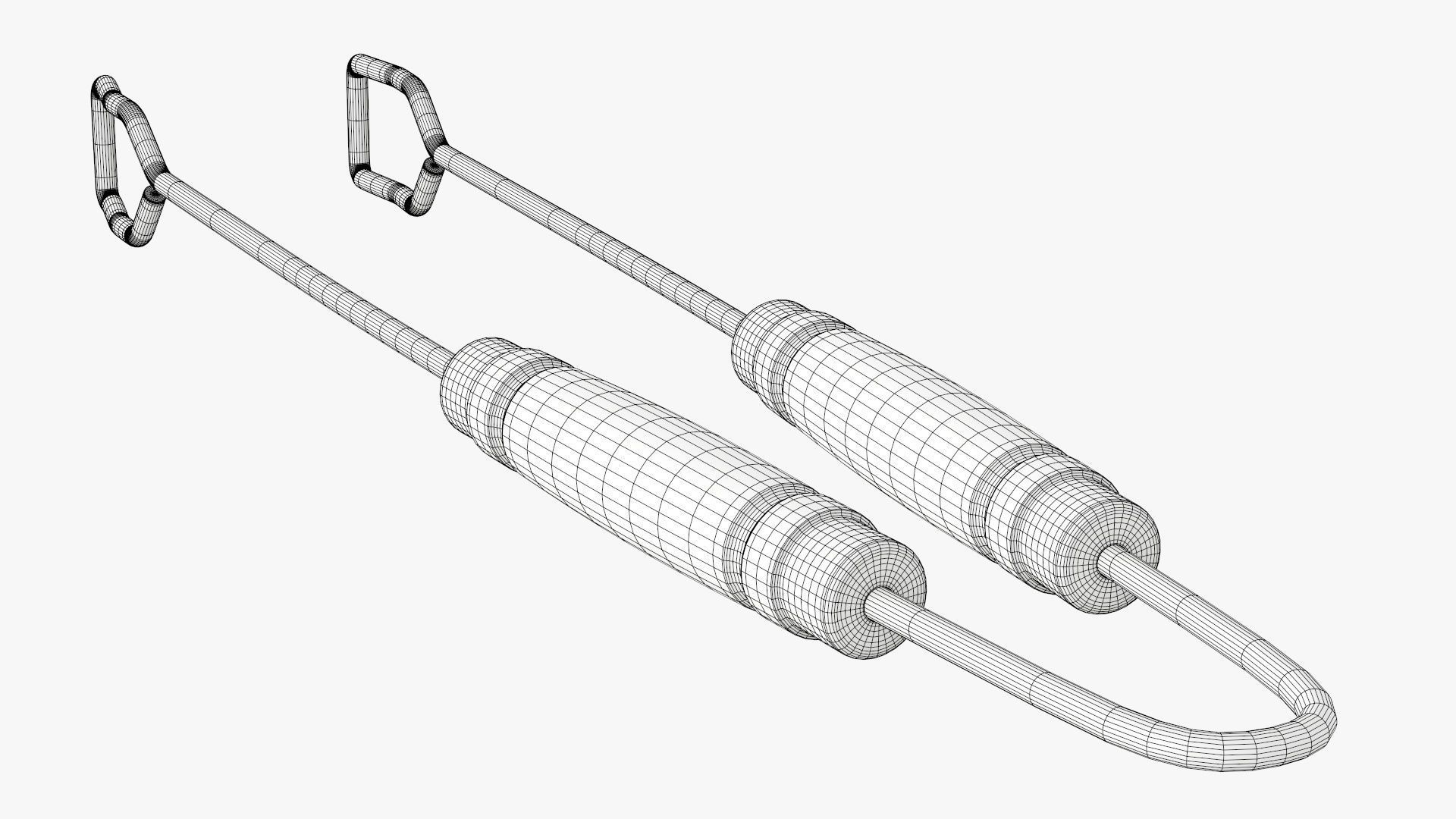 Barbecue grill tongs with wooden handle 3D model_8