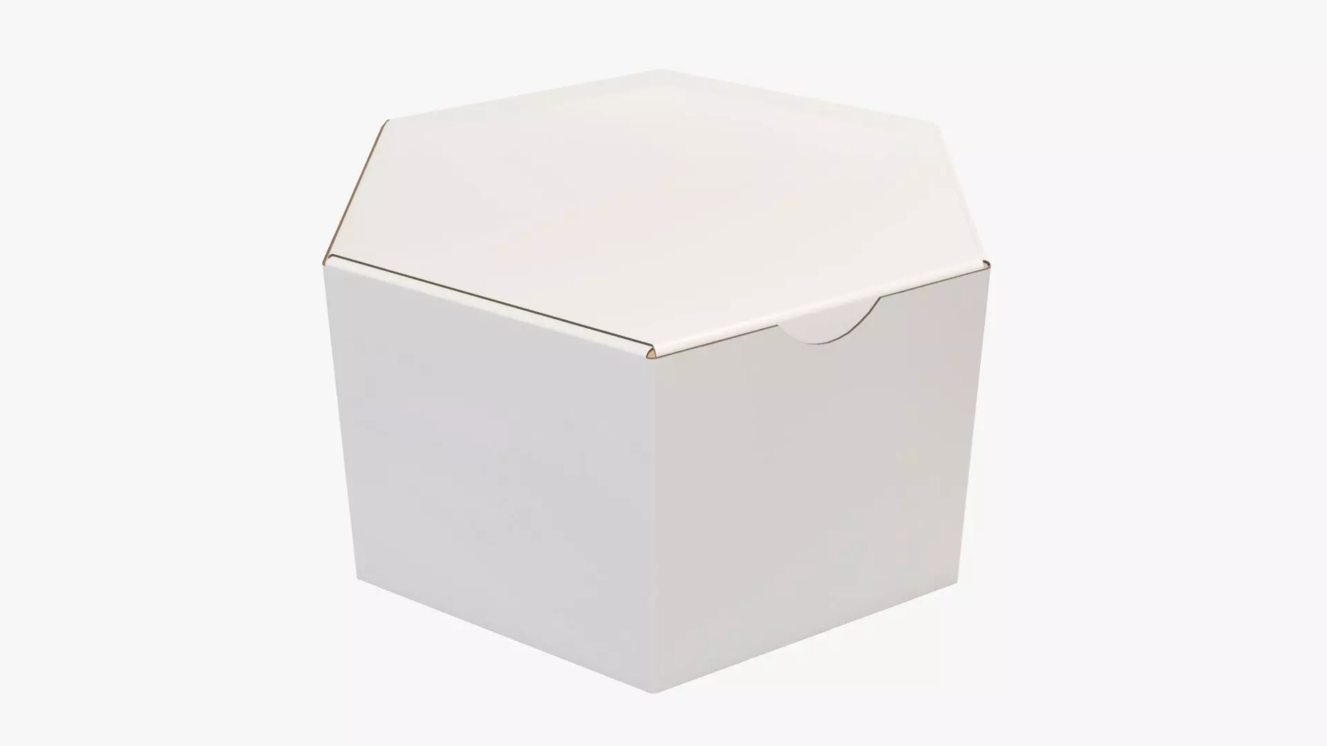 Paper box hexagonal closed 01 corrugated cardboard white 3D model