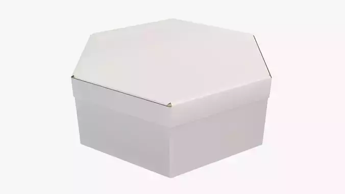 Paper box hexagonal closed 02 corrugated cardboard white