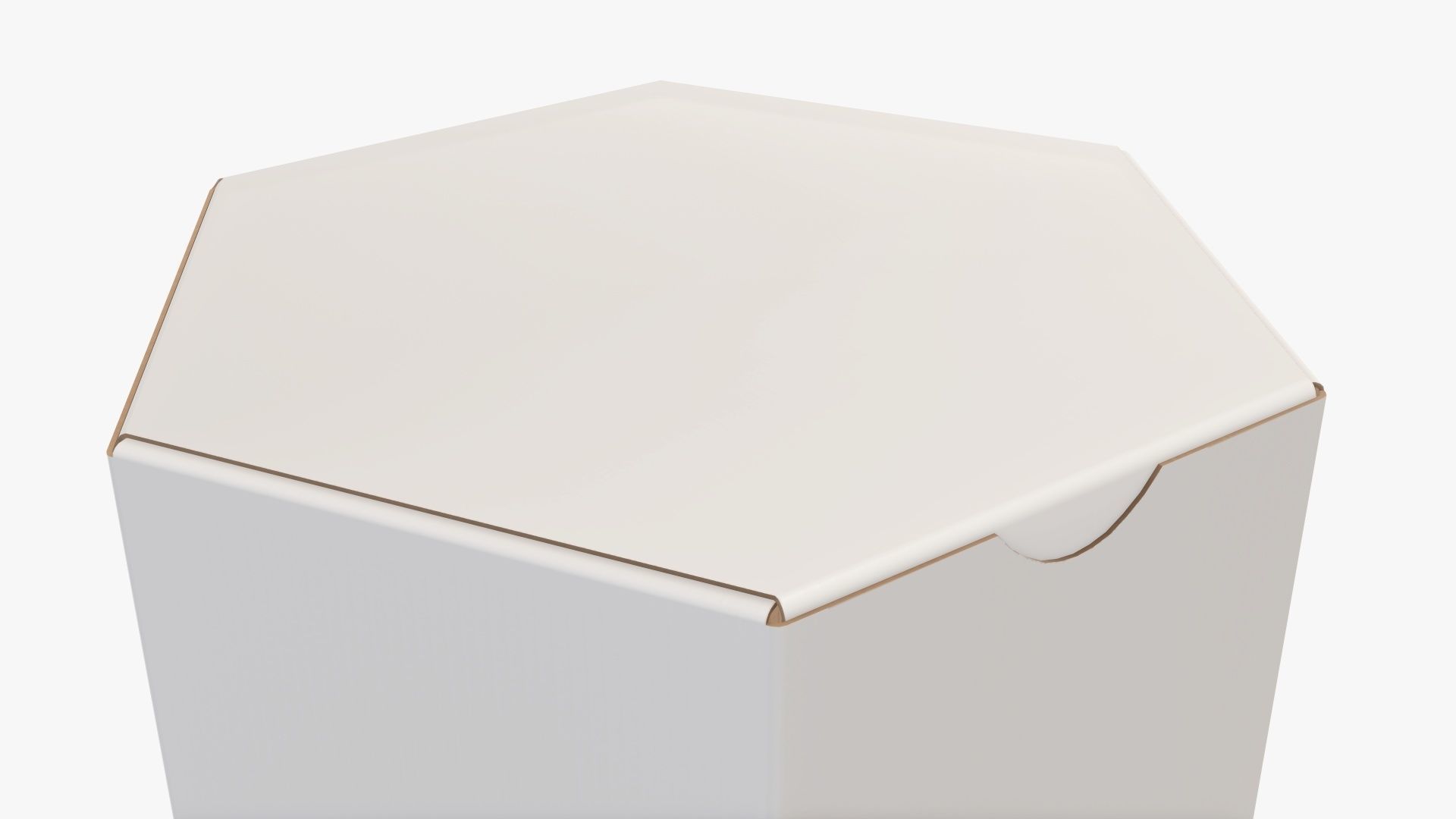 Paper box hexagonal closed 03 corrugated cardboard white 3D model_2
