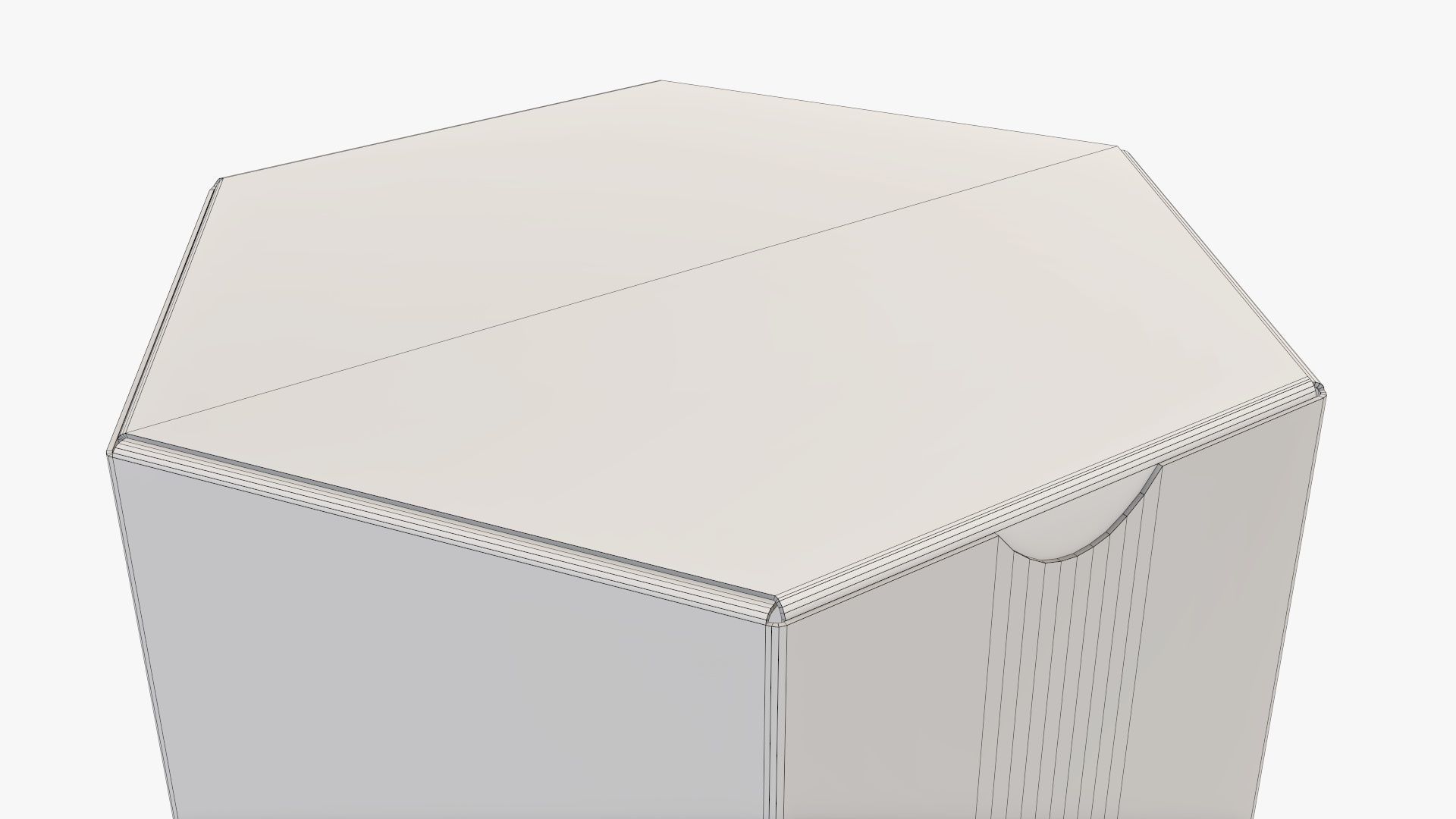 Paper box hexagonal closed 03 corrugated cardboard white 3D model_7