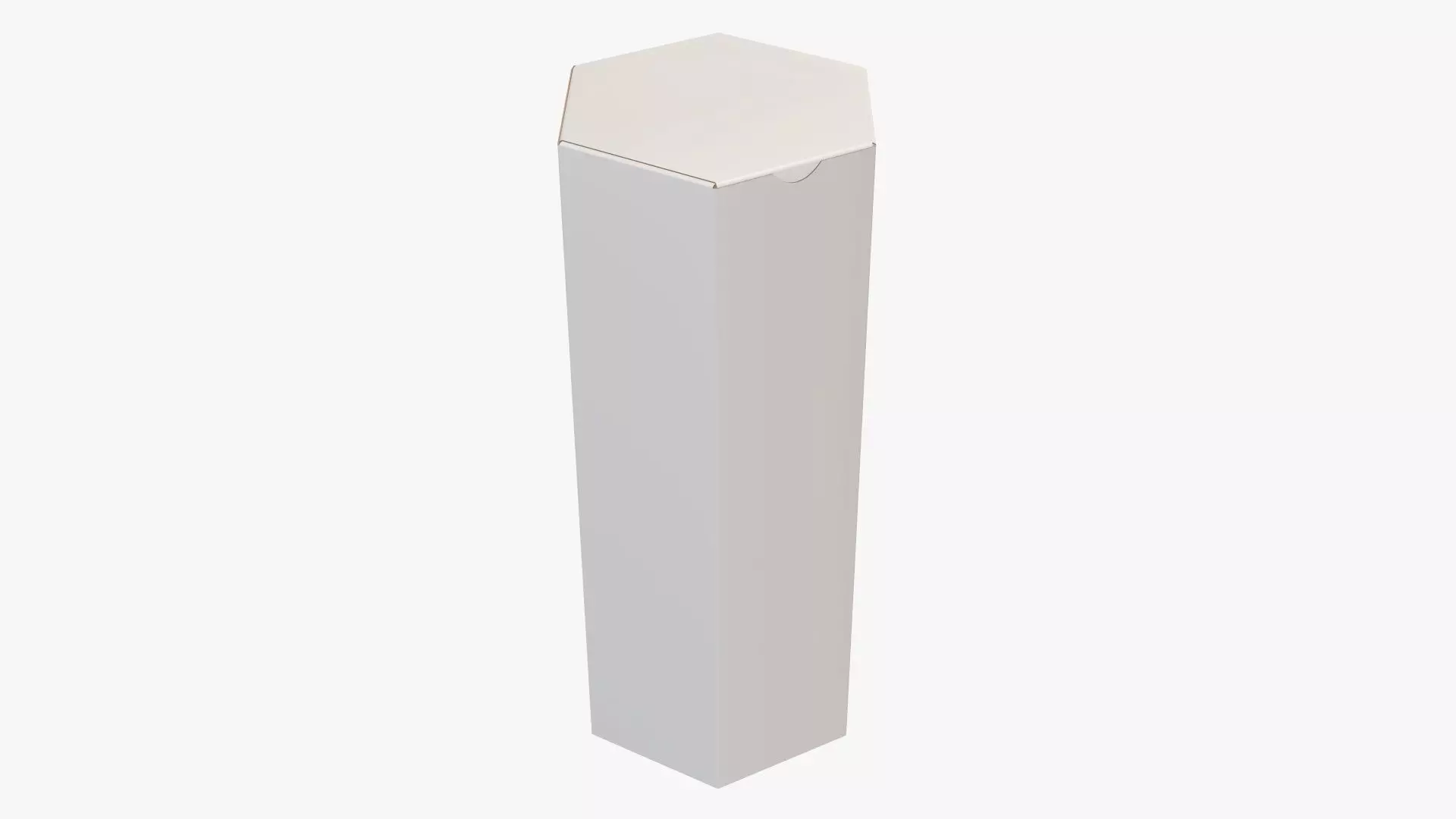Paper box hexagonal closed 03 corrugated cardboard white 3D model_0