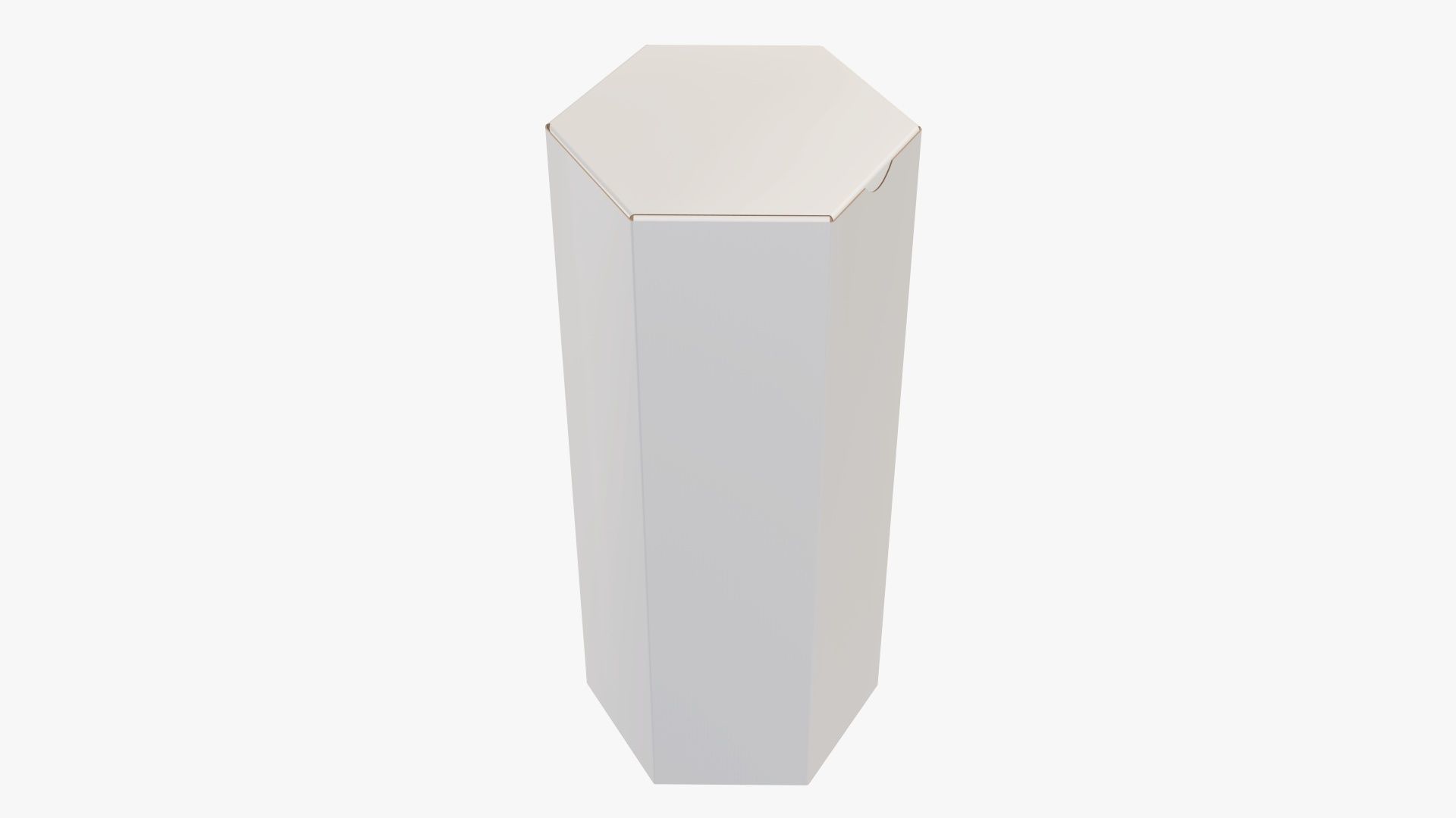 Paper box hexagonal closed 03 corrugated cardboard white 3D model_1