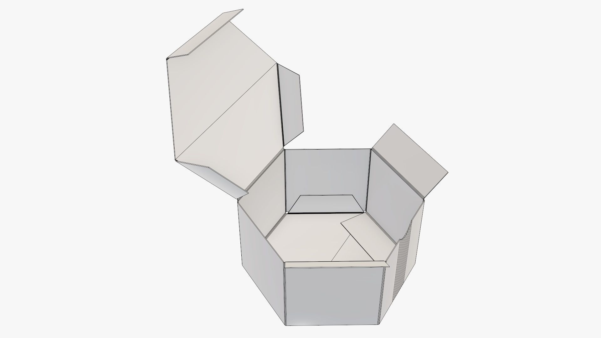 Paper box hexagonal packaging open 01 corrugated cardboard 3D model_6