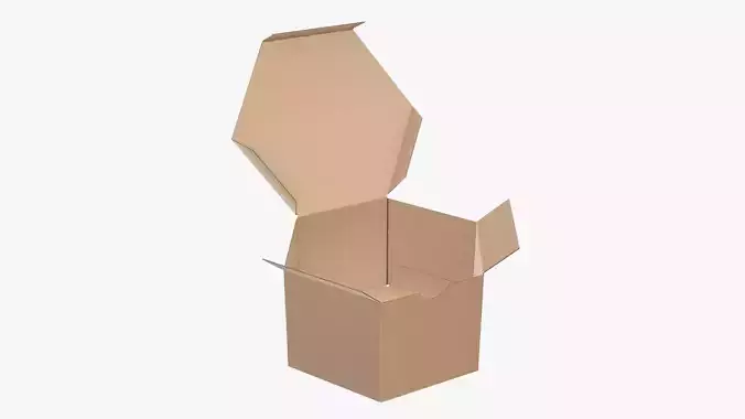 Paper box hexagonal packaging open 01 corrugated cardboard 3D model