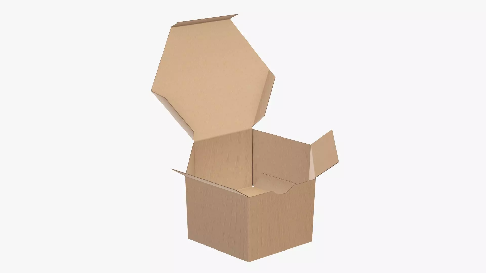 Paper box hexagonal packaging open 01 corrugated cardboard 3D model_0