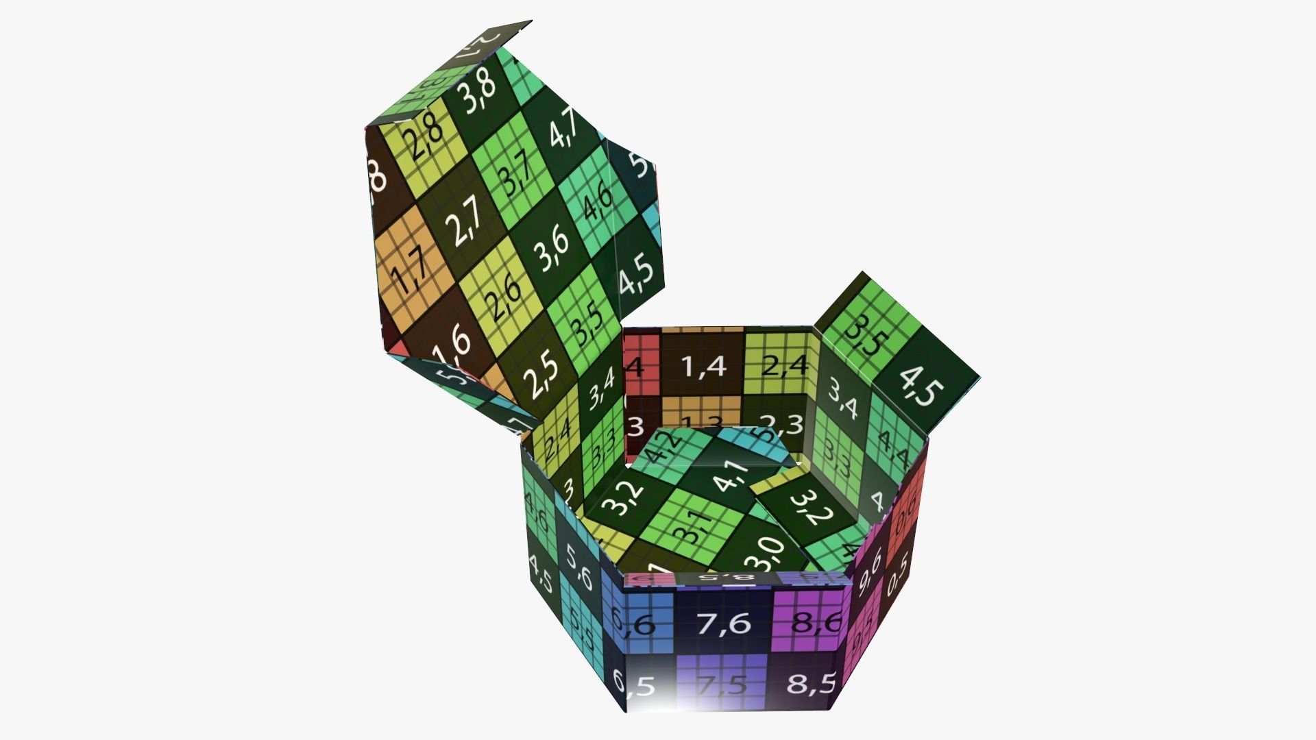 Paper box hexagonal packaging open 01 corrugated cardboard 3D model_11