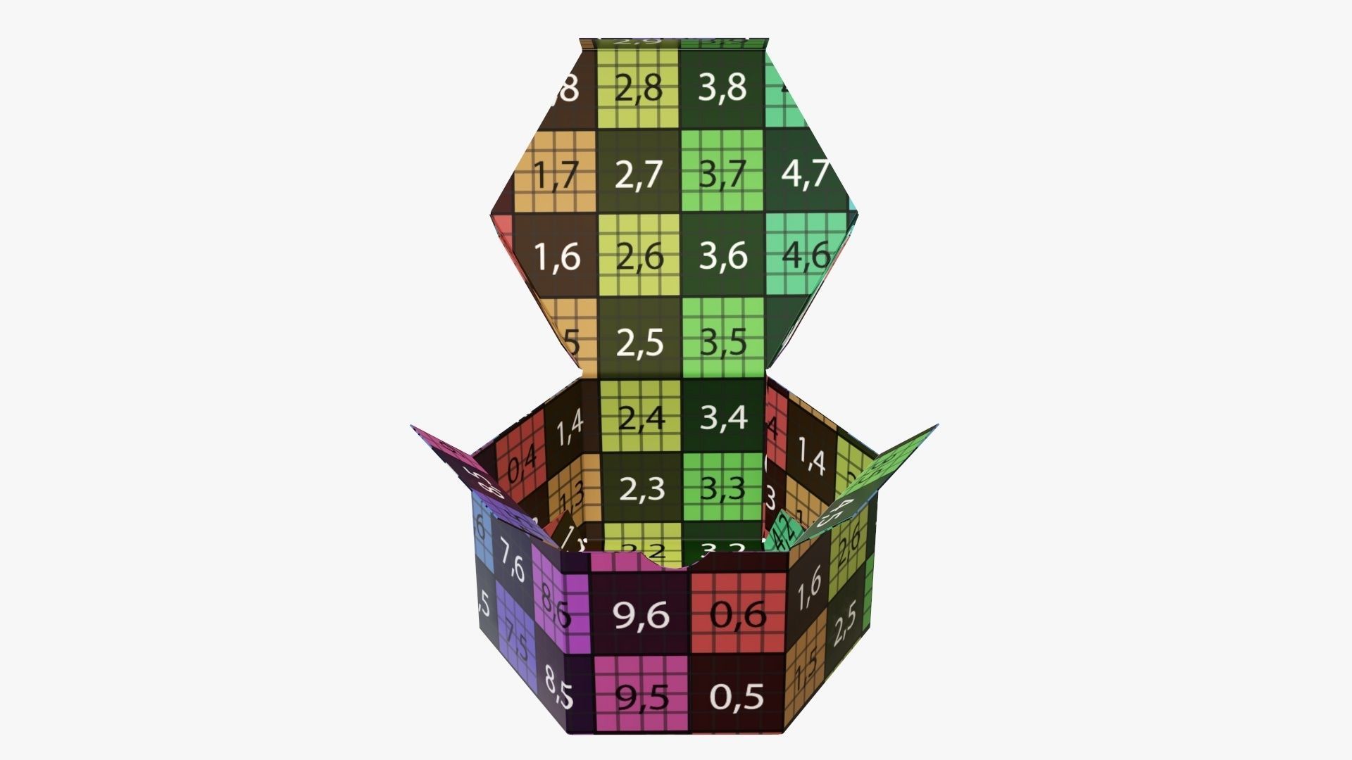 Paper box hexagonal packaging open 01 corrugated cardboard 3D model_12