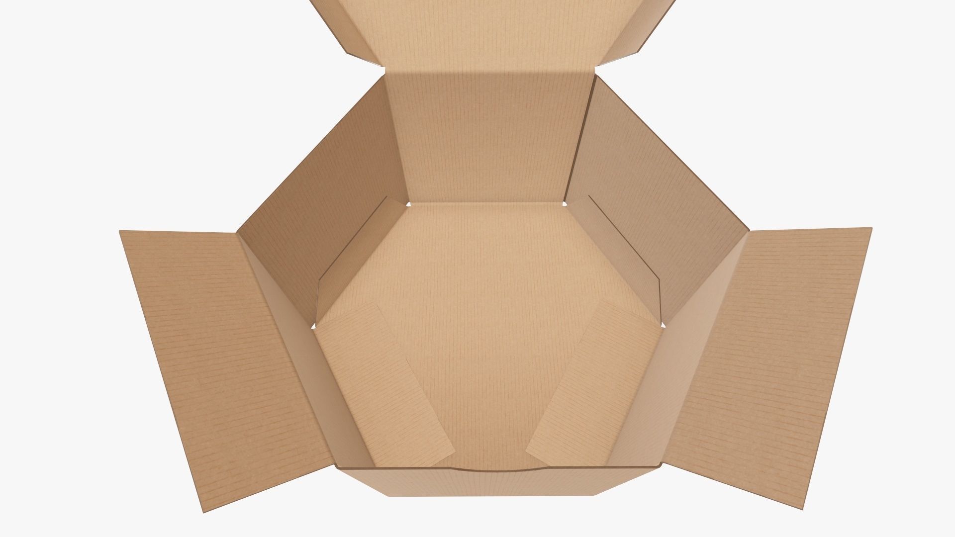 Paper box hexagonal packaging open 01 corrugated cardboard 3D model_3