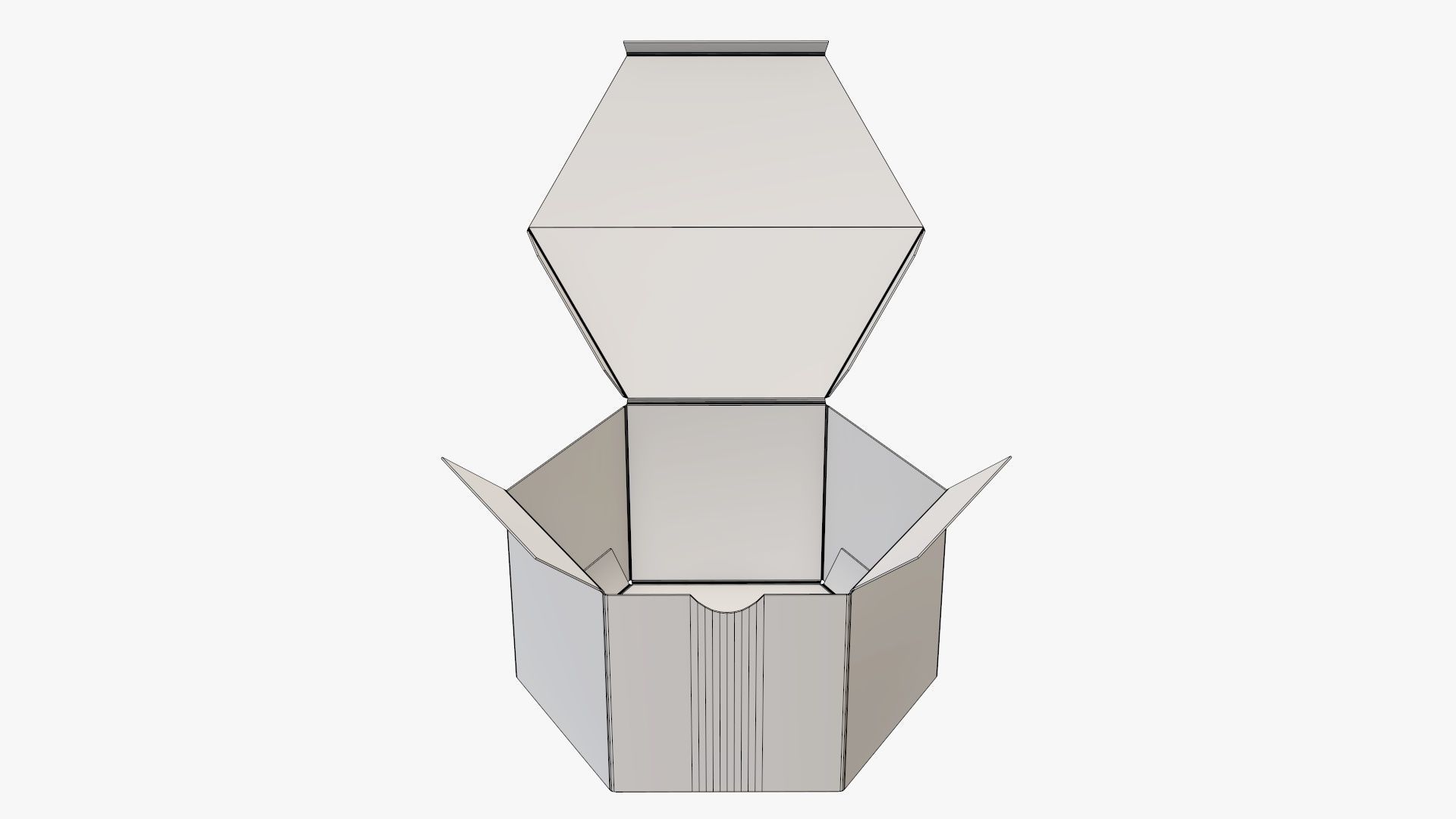 Paper box hexagonal packaging open 01 corrugated cardboard 3D model_7