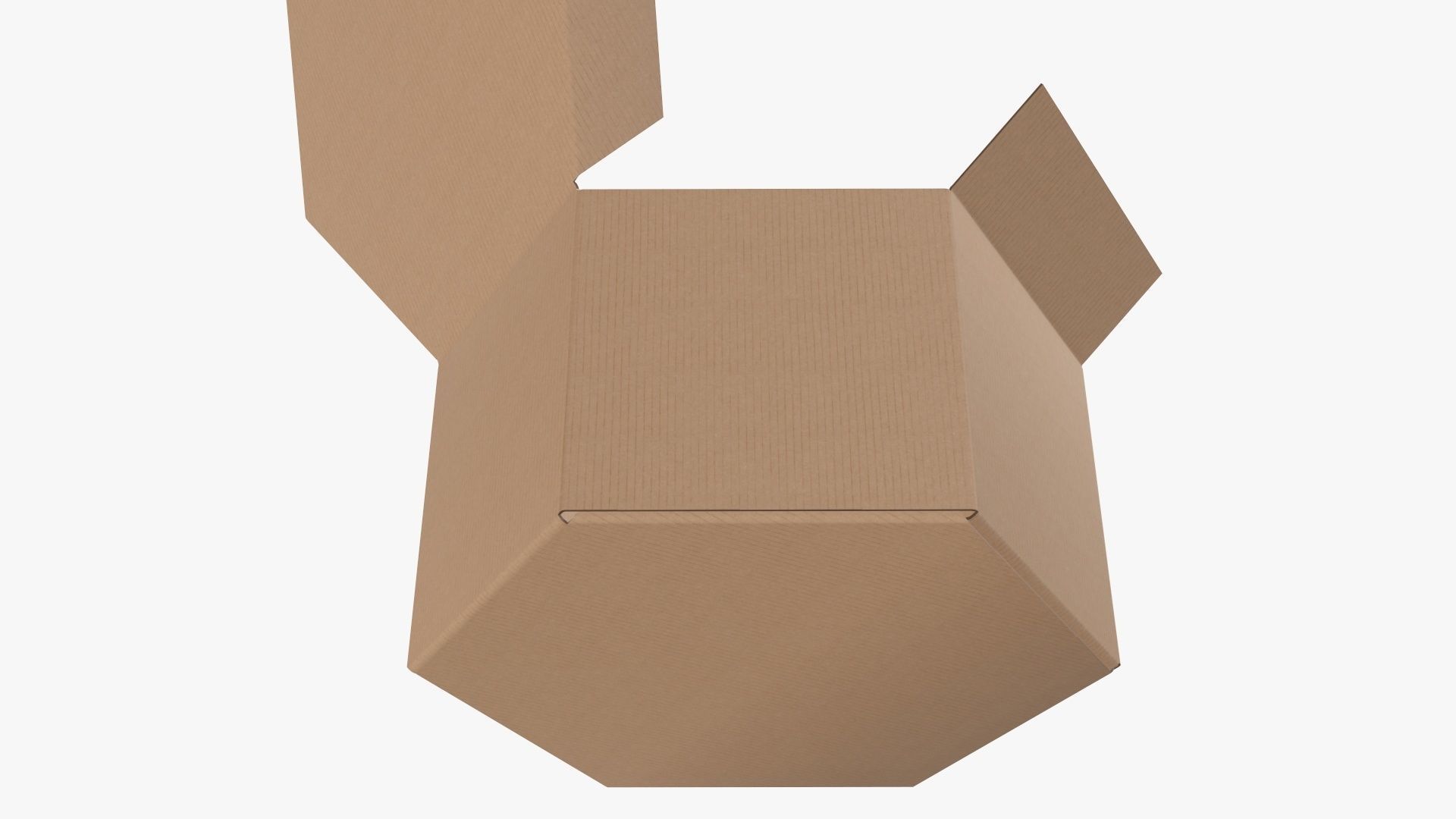 Paper box hexagonal packaging open 01 corrugated cardboard 3D model_4