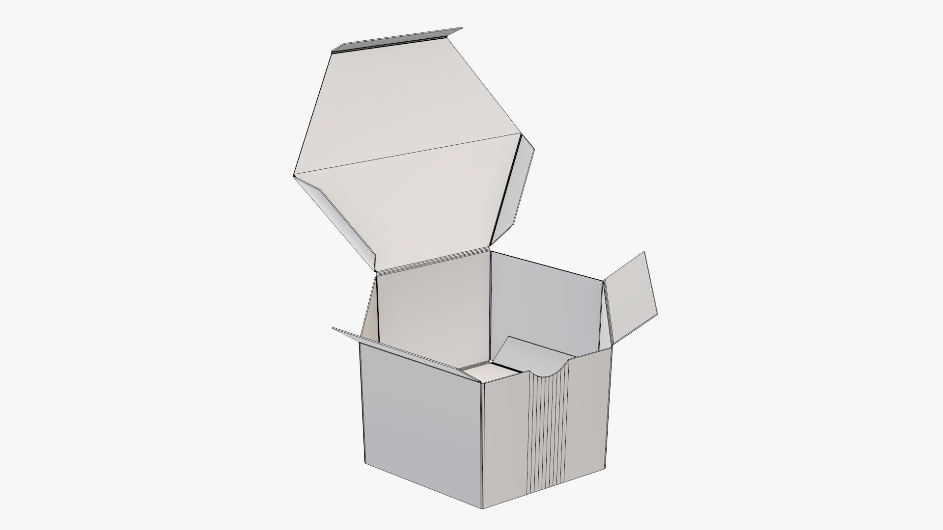 Paper box hexagonal packaging open 01 corrugated cardboard 3D model_5