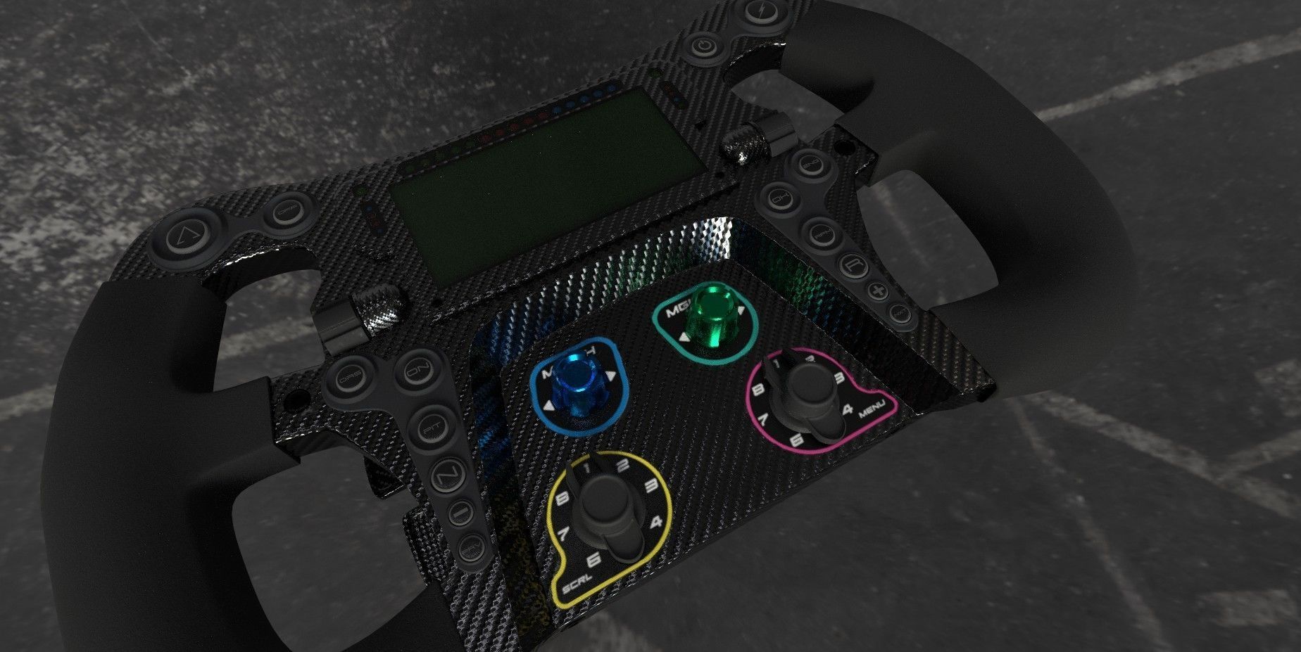 Racing Steering Wheel 3D model_9
