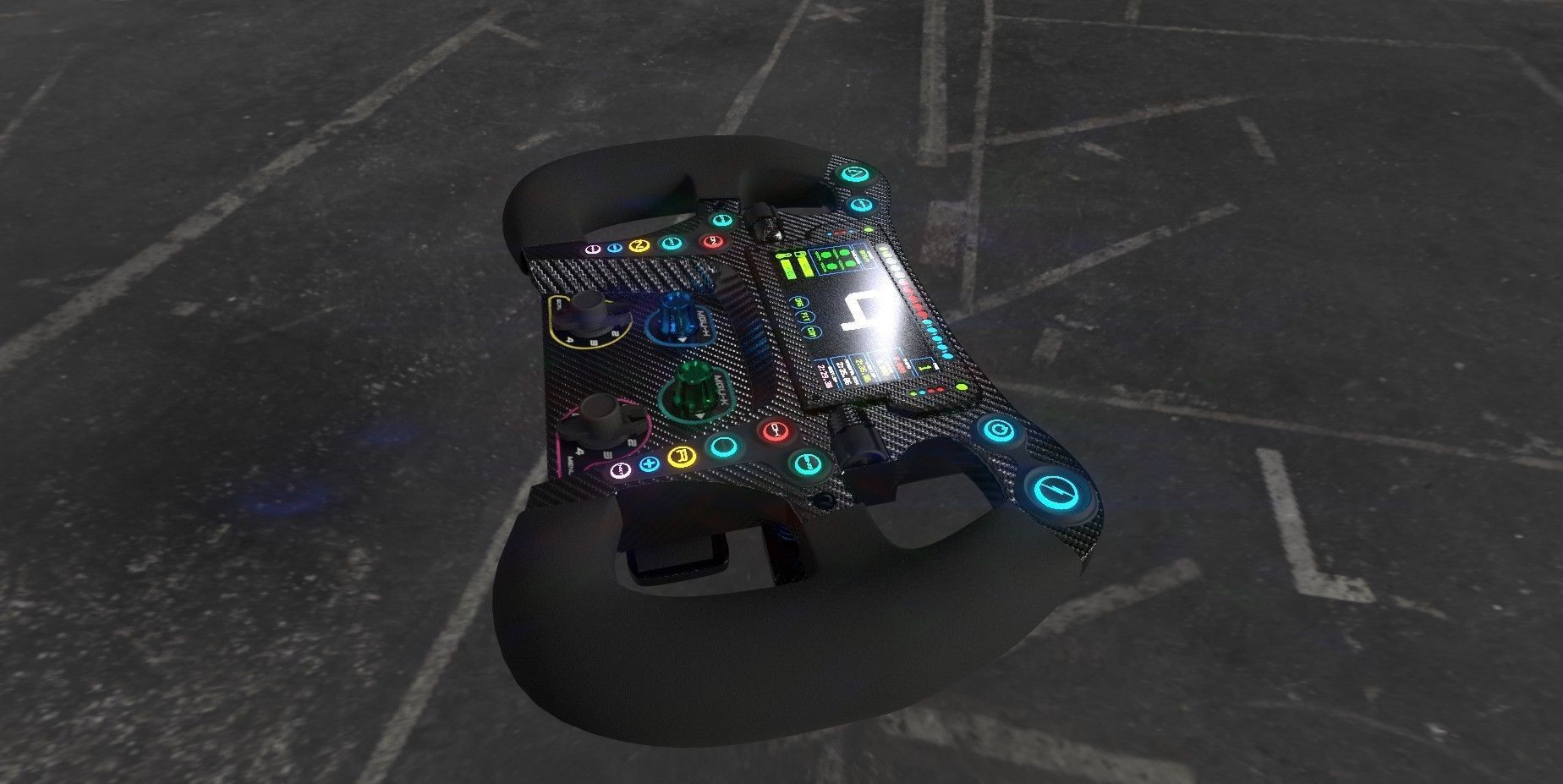 Racing Steering Wheel 3D model_3