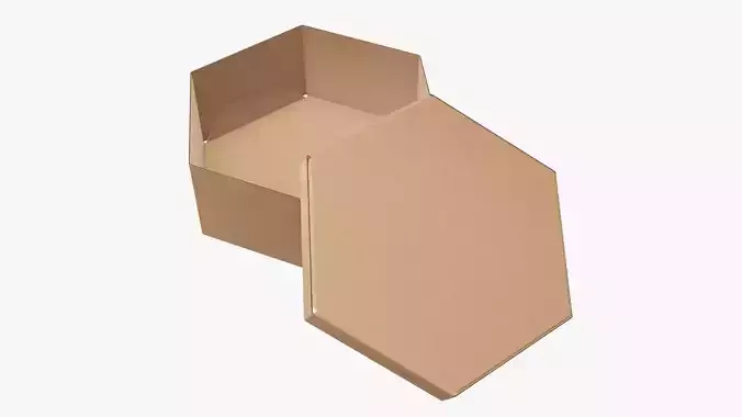 Paper box hexagonal packaging open 02 corrugated cardboard