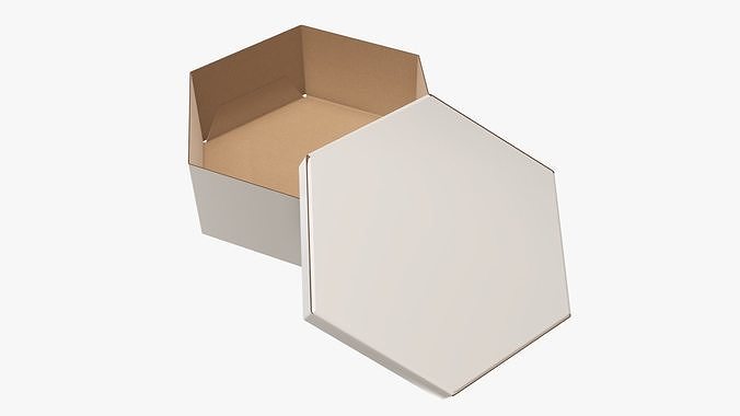 Paper box hexagonal packaging open 02 cardboard white 3D model