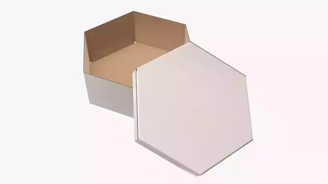 Paper box hexagonal packaging open 02 cardboard white 3D model