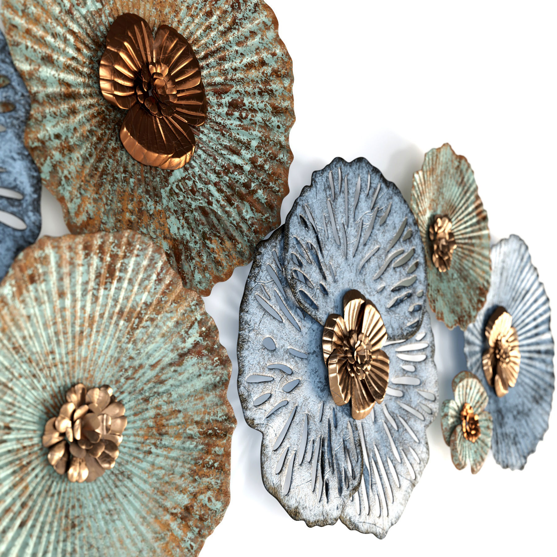 Multi-color Flower Wall Art Low-poly 3D model_3