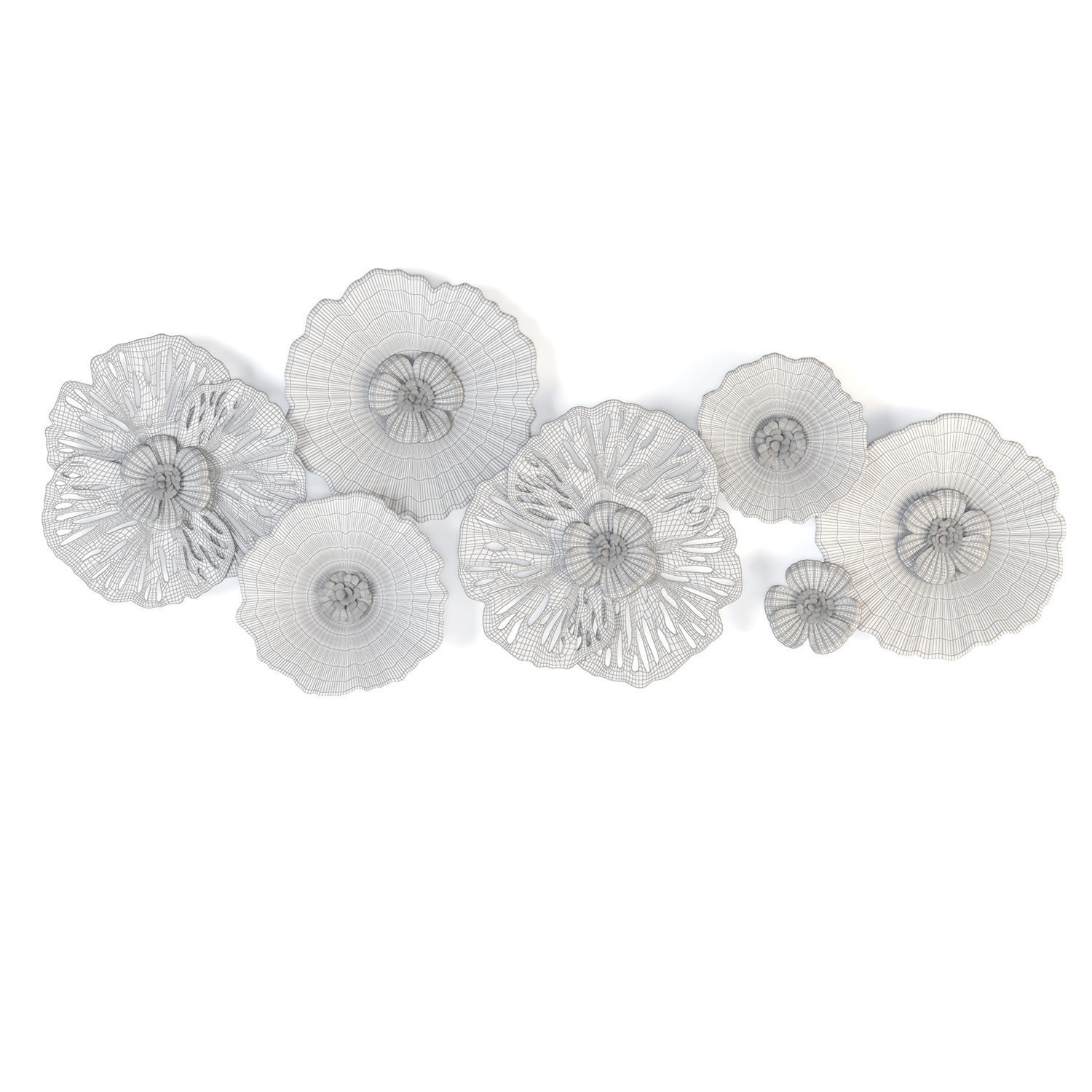 Multi-color Flower Wall Art Low-poly 3D model_4